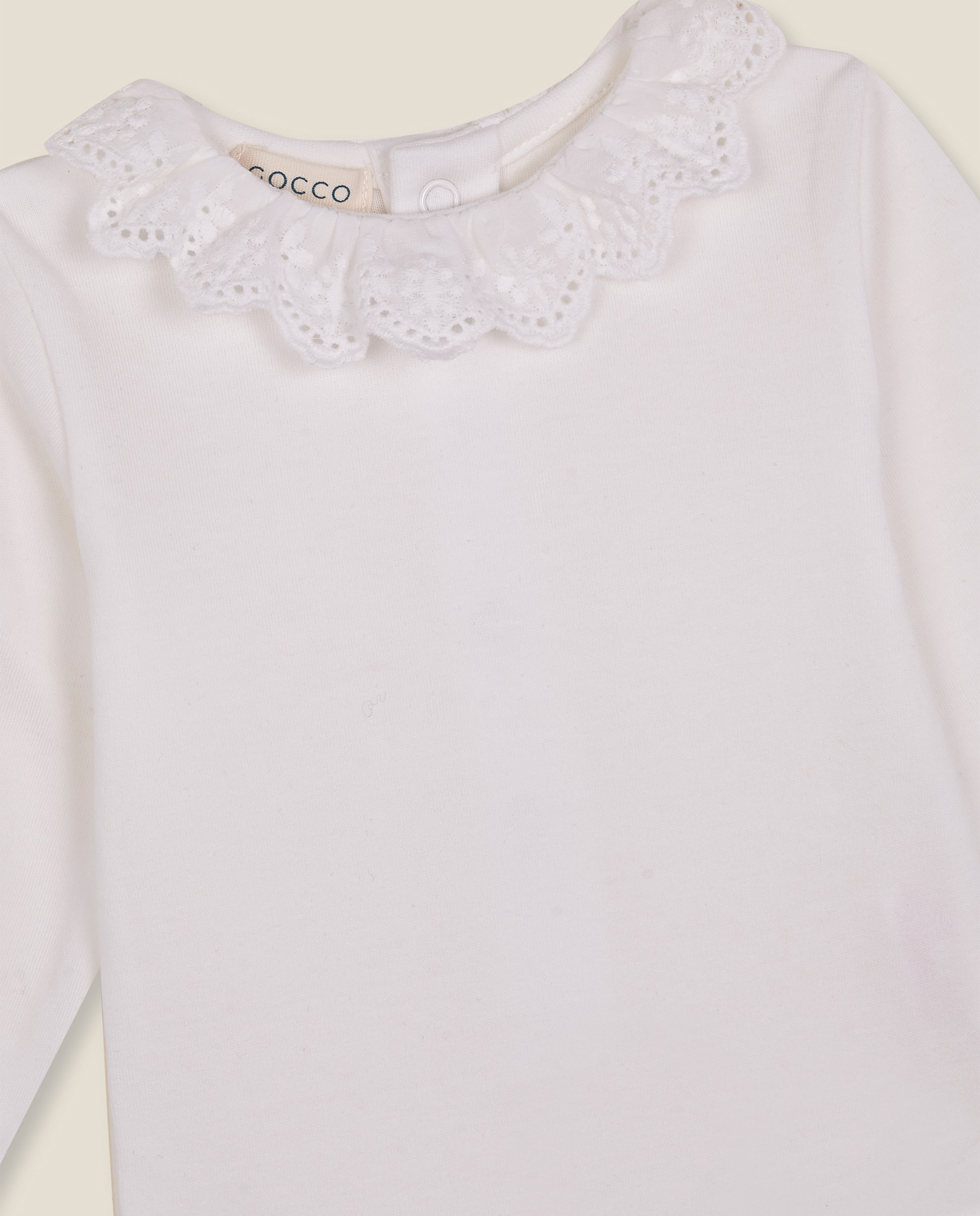 Body para Bebé de Manga Comprida com Gola Perfurada Branco-3