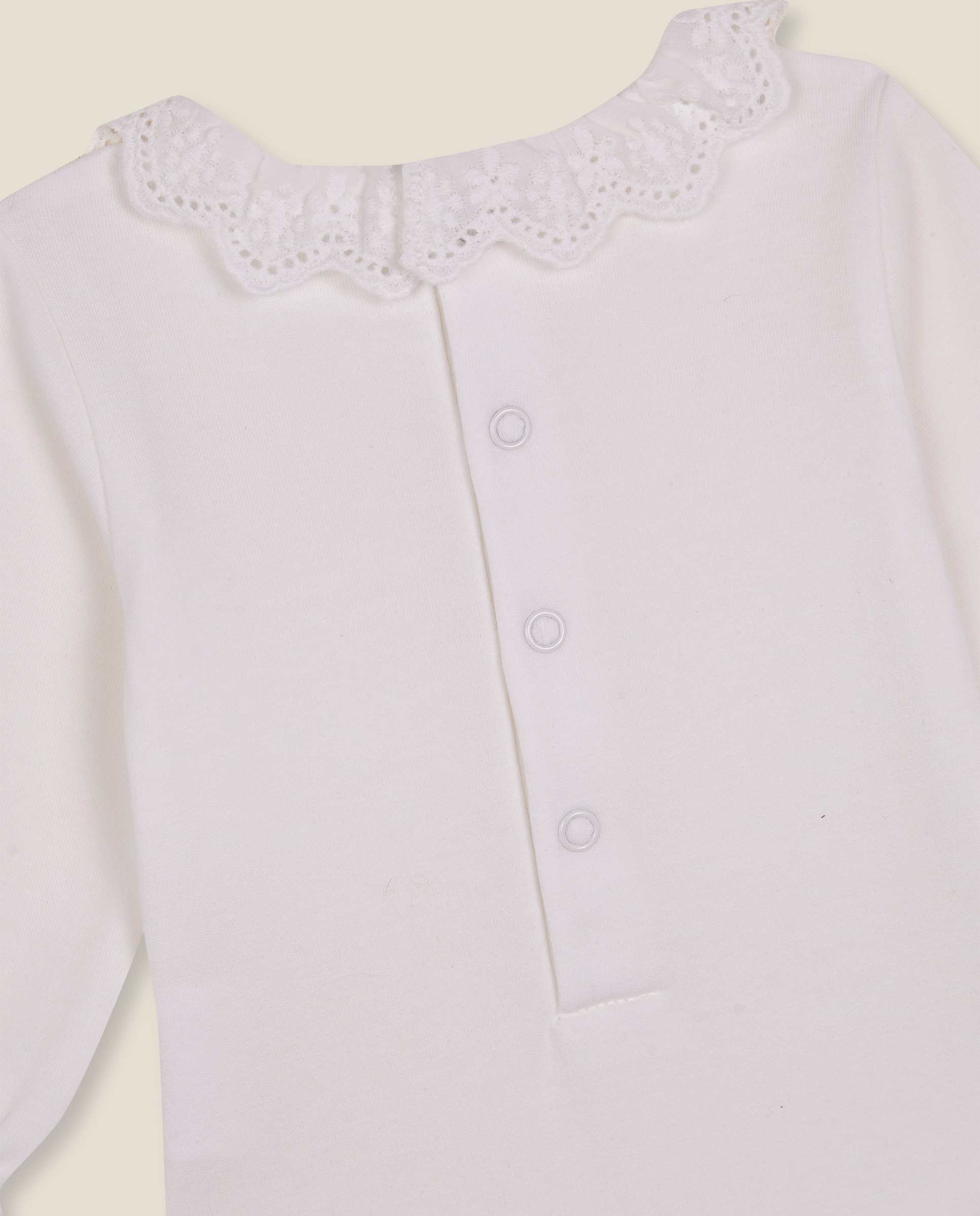 Body para Bebé de Manga Comprida com Gola Perfurada Branco-4