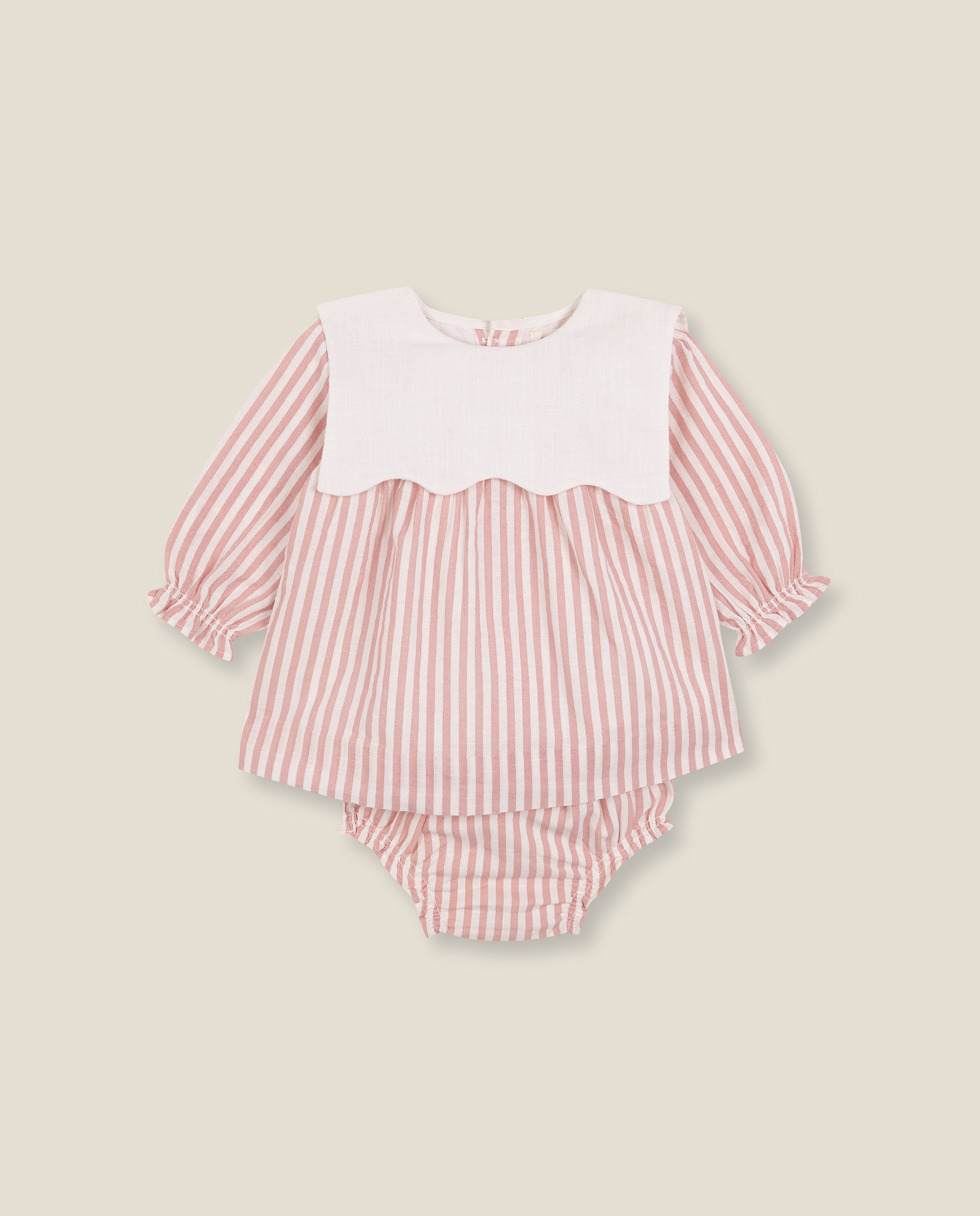 Imagem 0 de Vestido para Bebé Às Riscas com Gola Babete