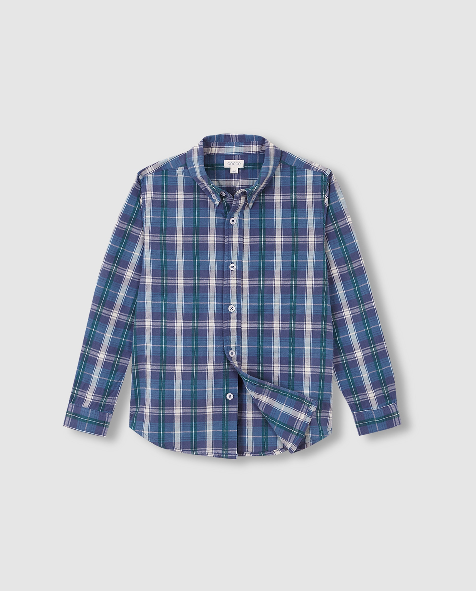 Camisa Aos Quadrados em Seersucker Verde-escuro-3