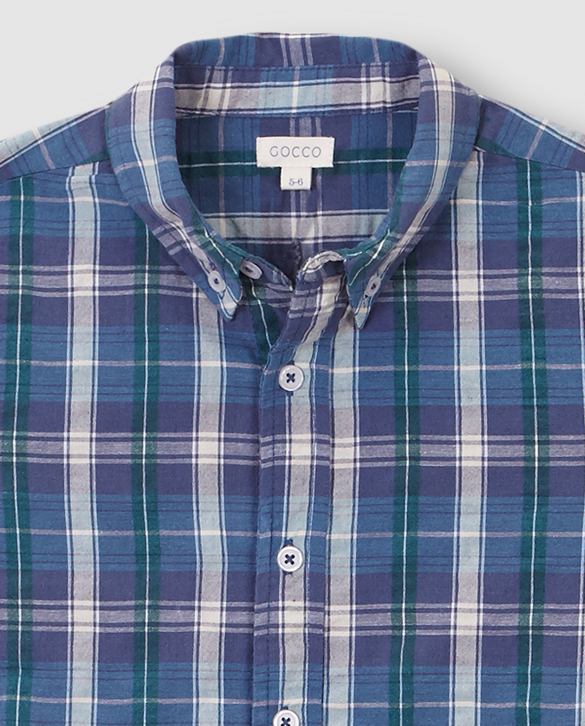 Camisa Aos Quadrados em Seersucker Verde-escuro-5
