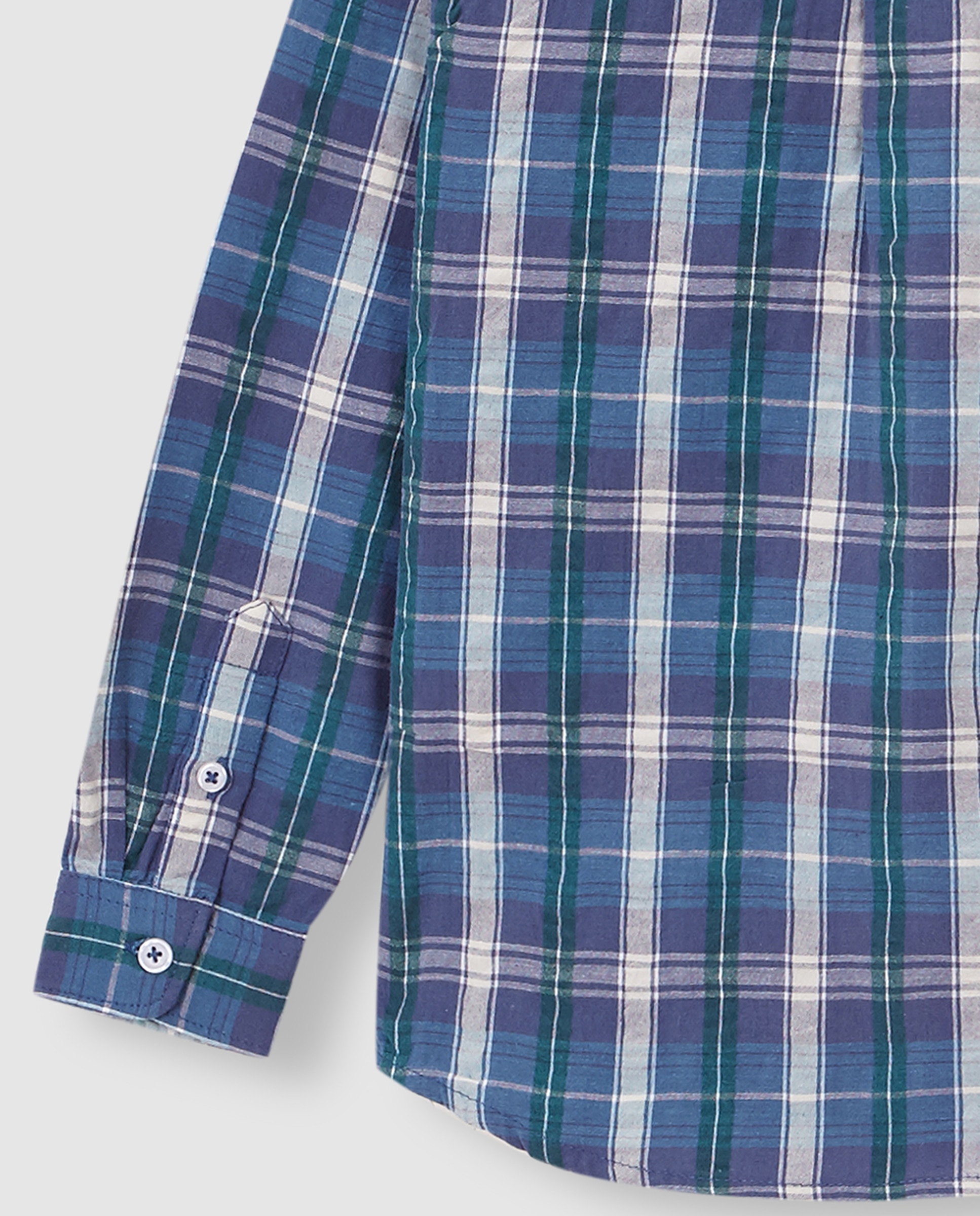 Camisa Aos Quadrados em Seersucker Verde-escuro-6