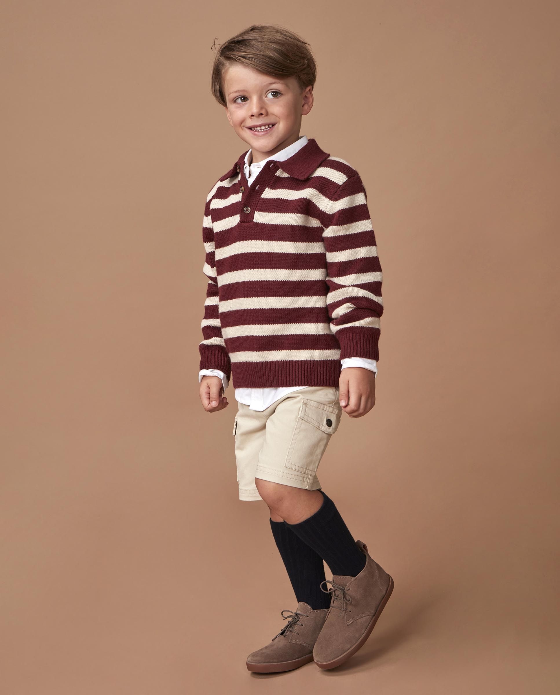 Camisola Infantil com Intarsia de Moto Vermelho-2