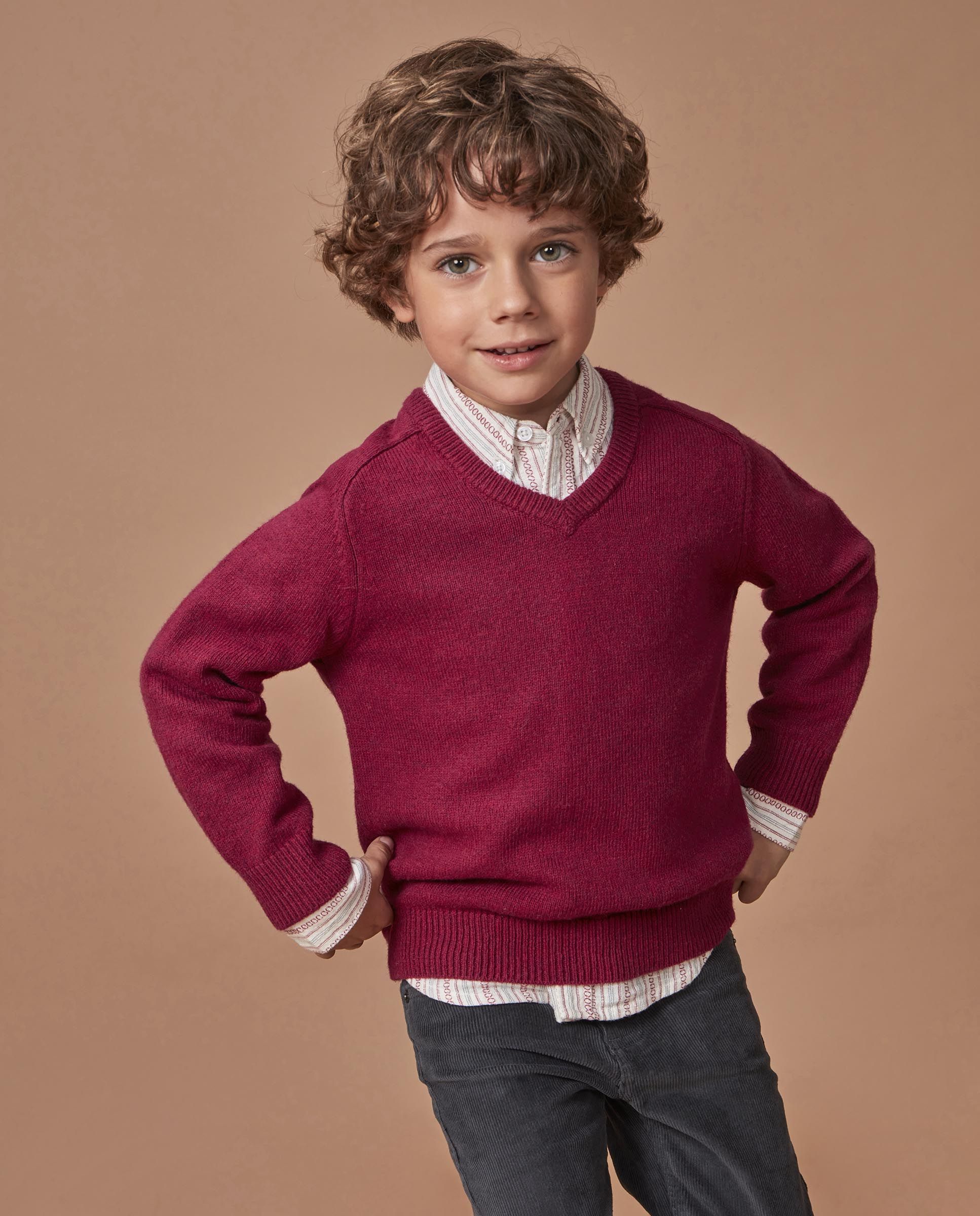 Imagem 0 de Camisola Infantil com Gola em V e Canelado