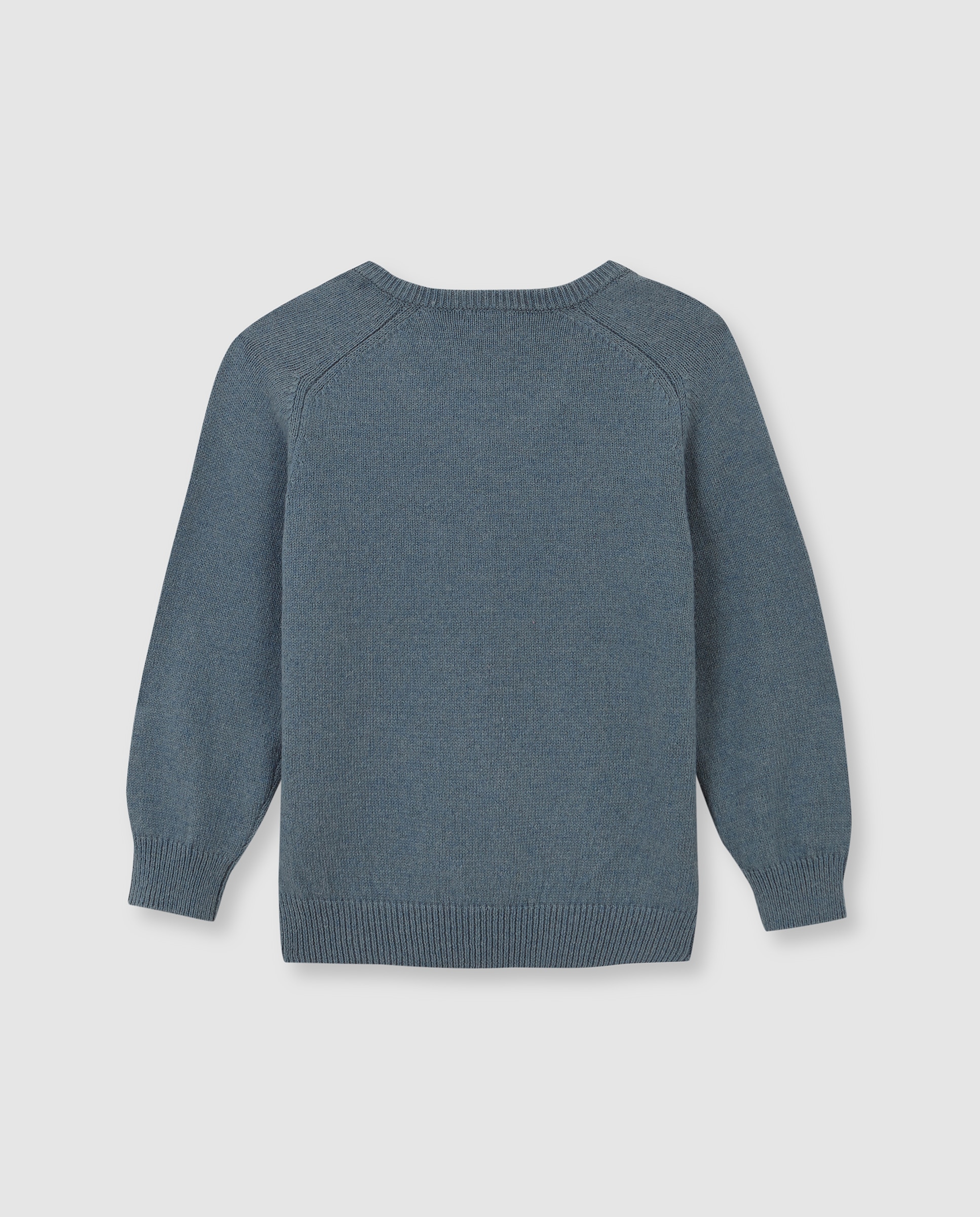 Camisola Infantil com Gola em V e Canelado Azul-2