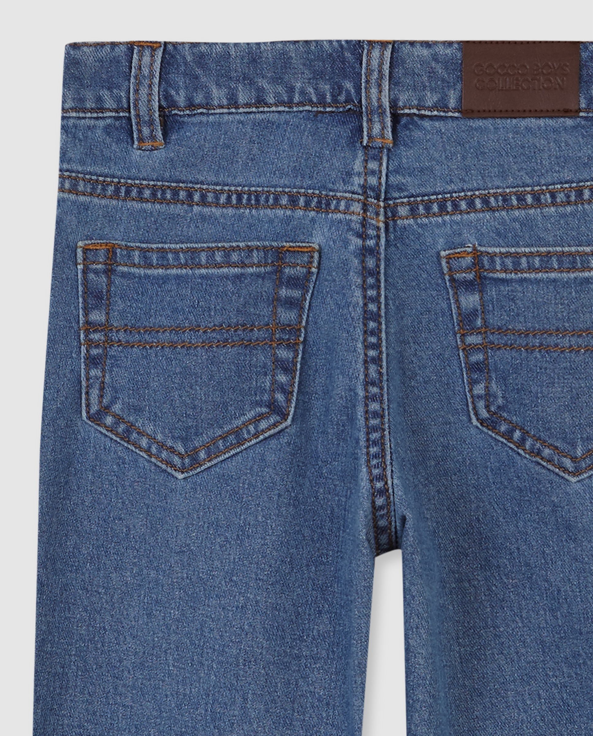 Calças Denim Infantil de Cinco Bolsos Azul-claro-4