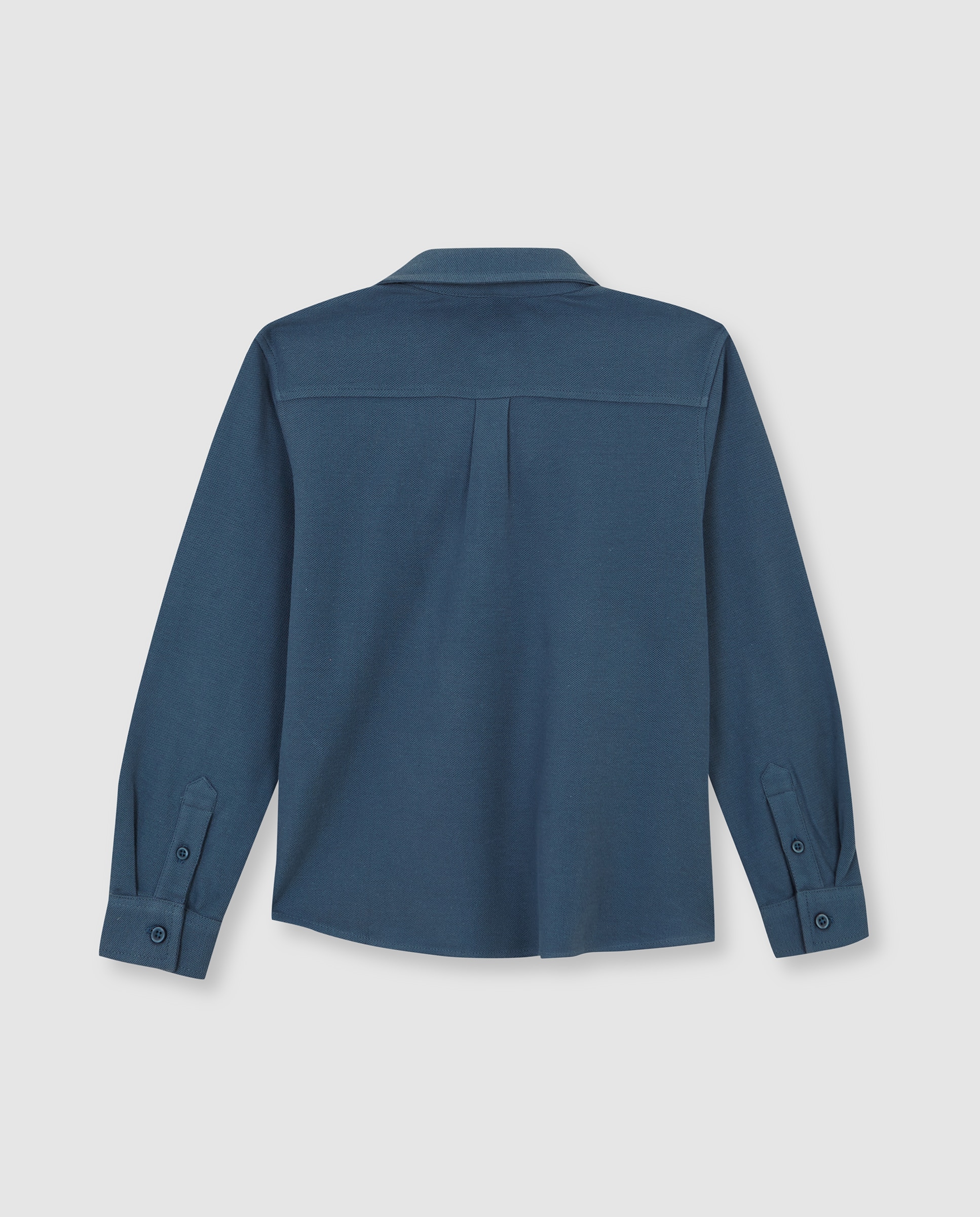 Polo Infantil de Piqué com Tapeta de Botões Azul-2