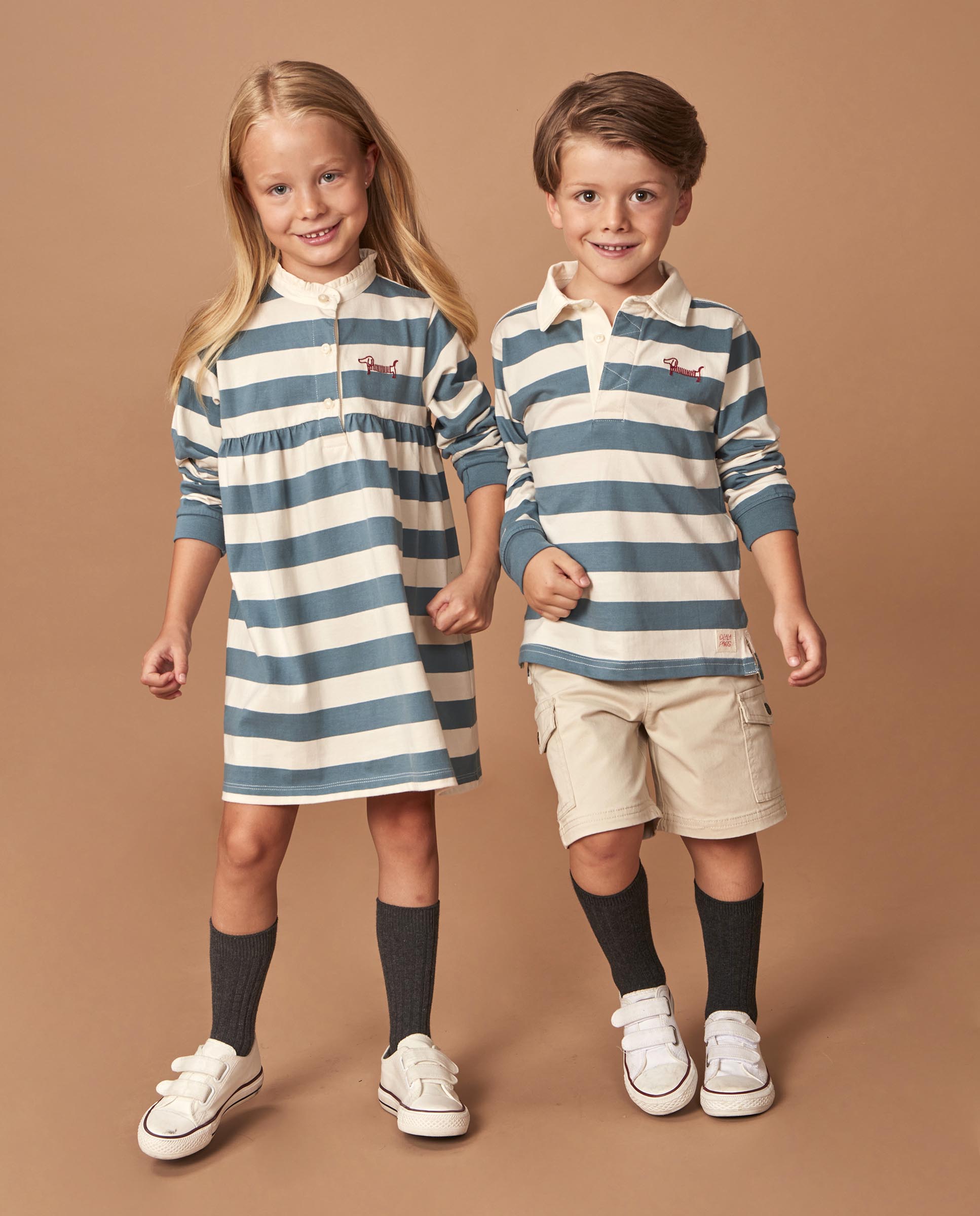 Polo Infantil com Bordado de Cão Salsicha Azul-7