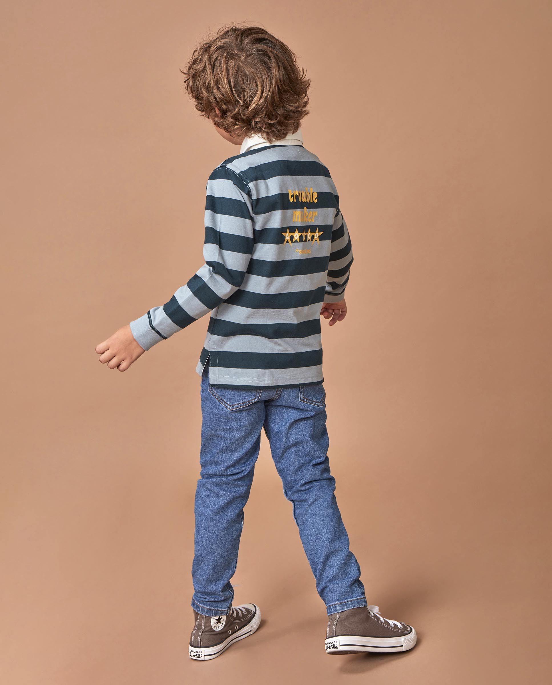 Polo Infantil com Print Trouble Maker Verde-escuro-2
