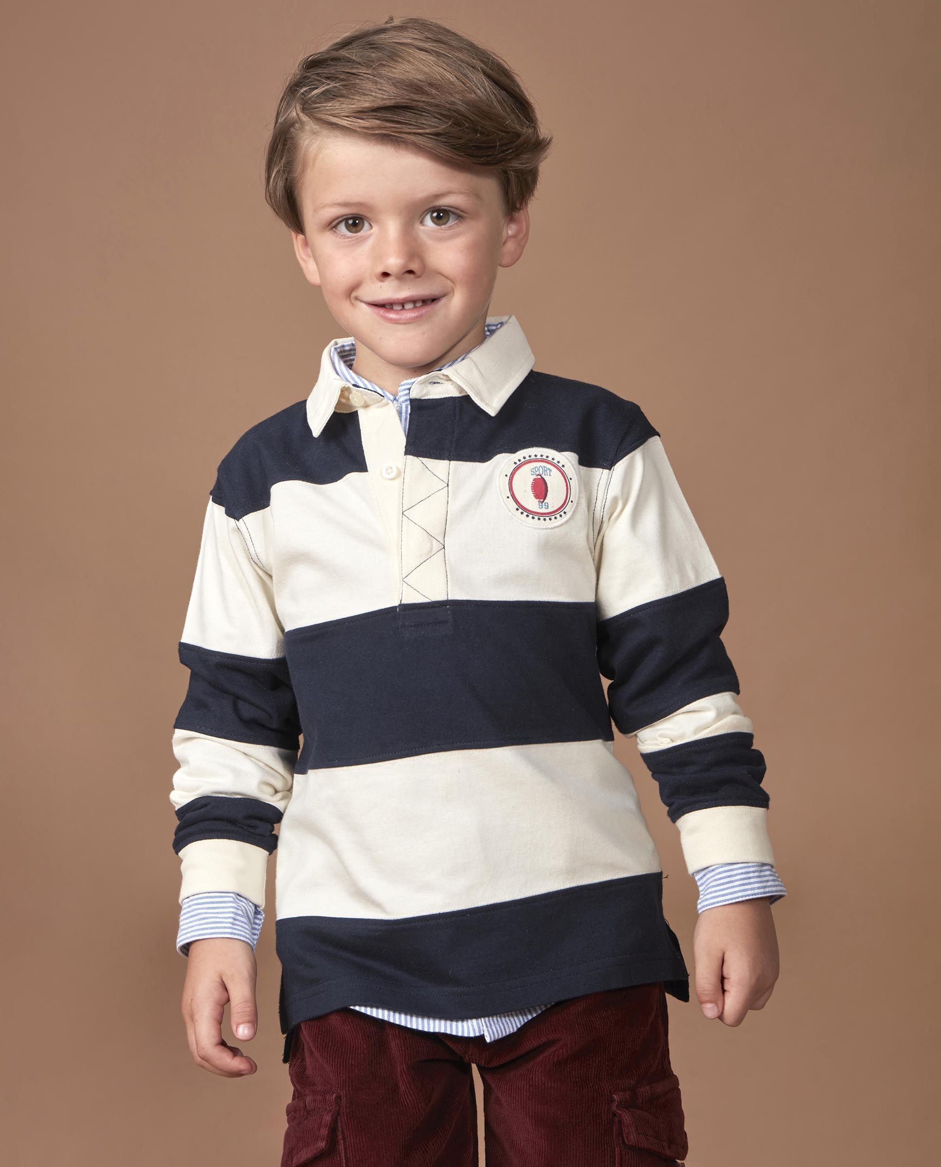 Imagem 0 de Polo Infantil Às Riscas com Patch Decorativo