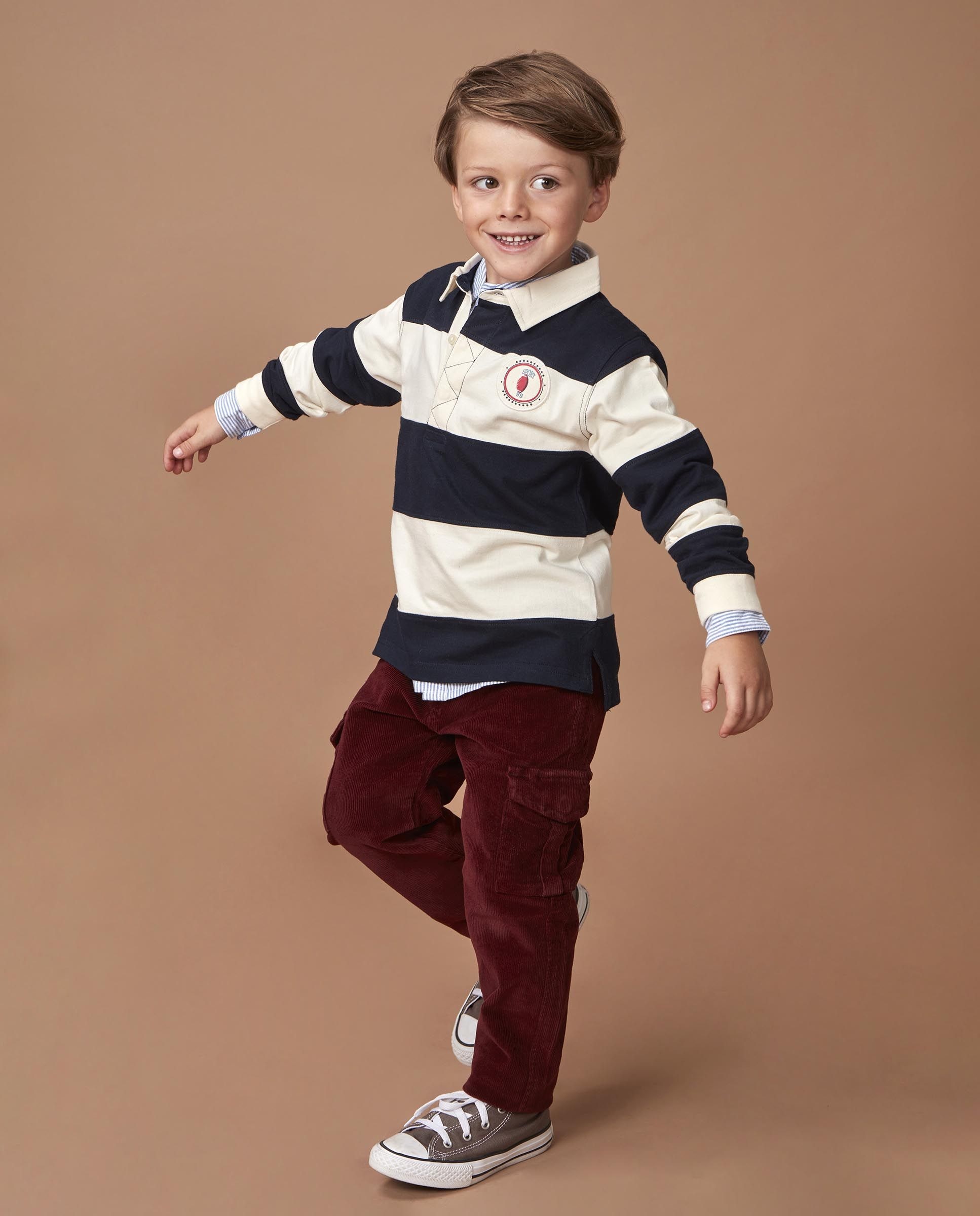 Polo Infantil Às Riscas com Patch Decorativo Azul-marinho-2