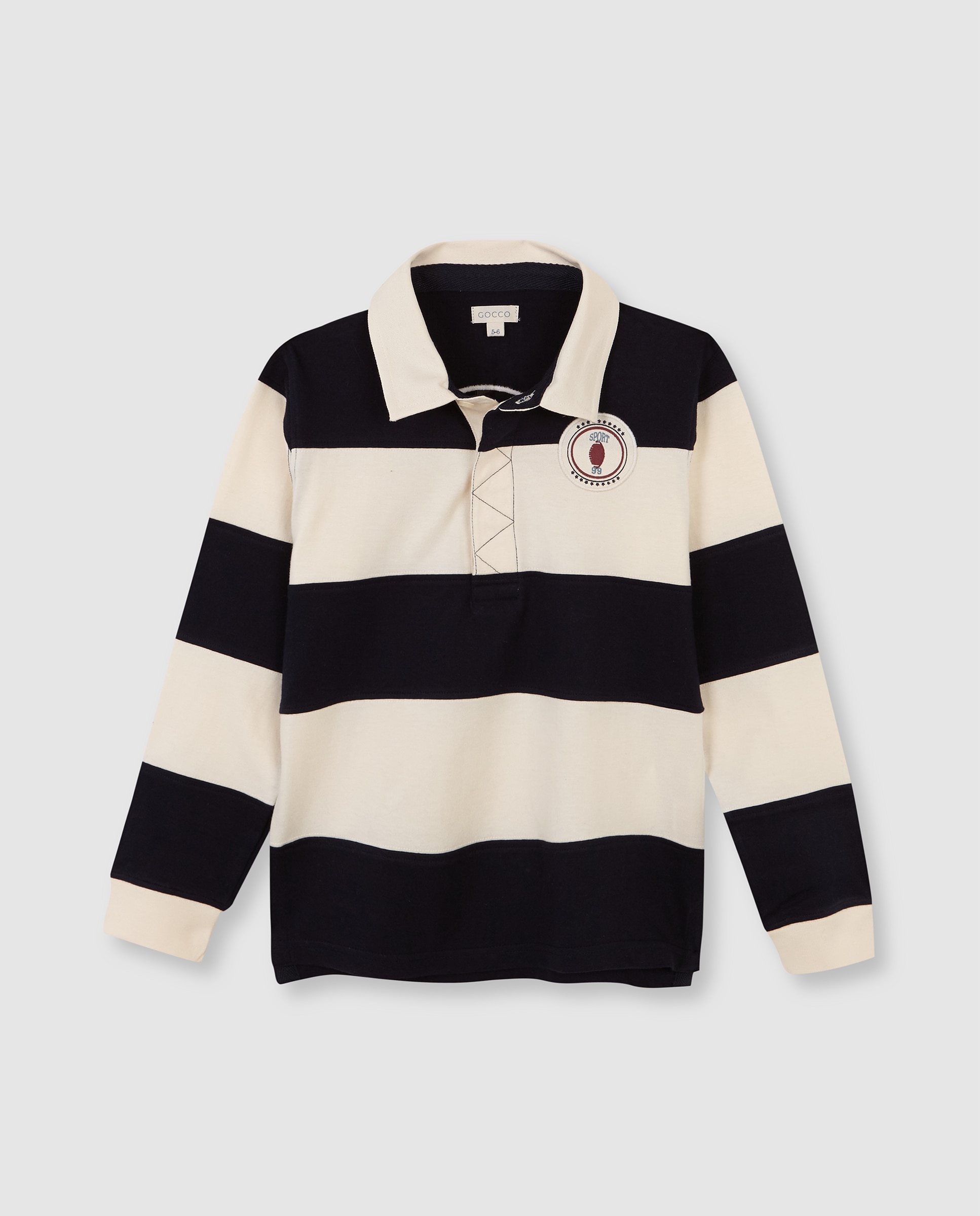 Polo Infantil Às Riscas com Patch Decorativo Azul-marinho-3