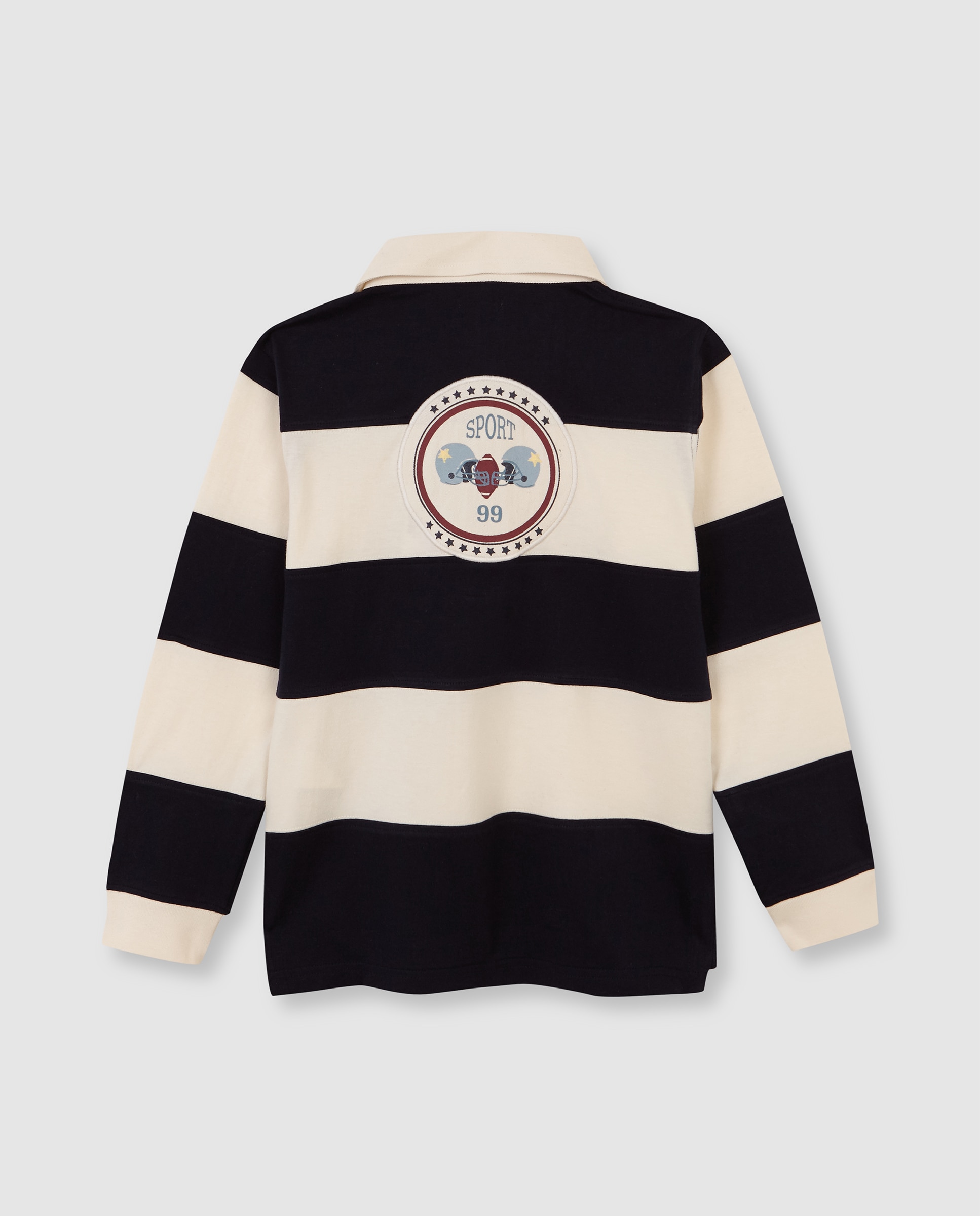 Polo Infantil Às Riscas com Patch Decorativo Azul-marinho-4