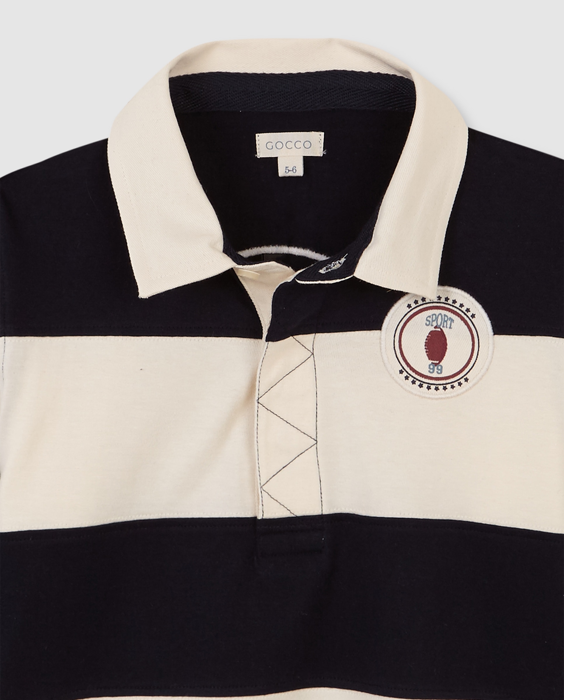 Polo Infantil Às Riscas com Patch Decorativo Azul-marinho-5