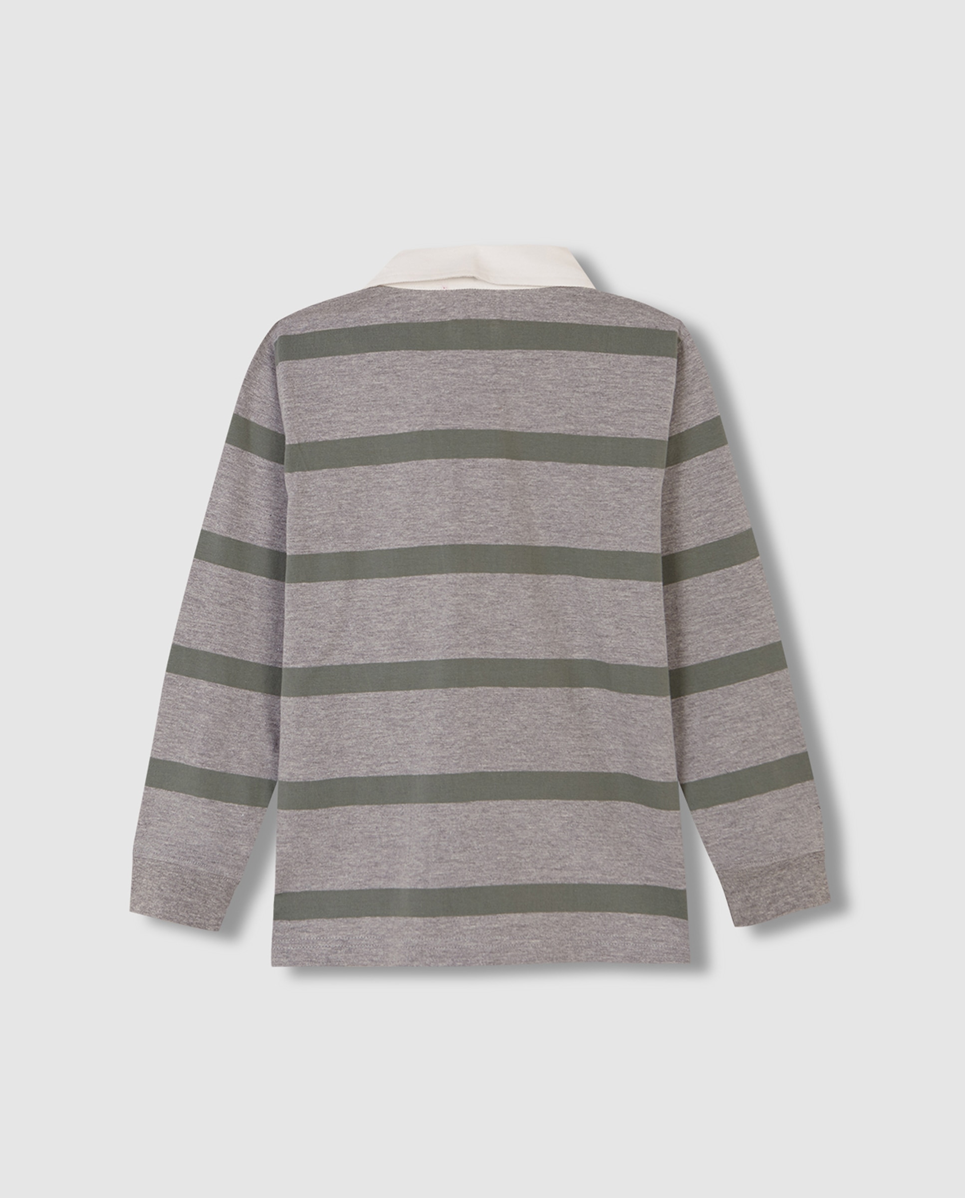 Polo Infantil Às Riscas com Bordado Cinzento-4