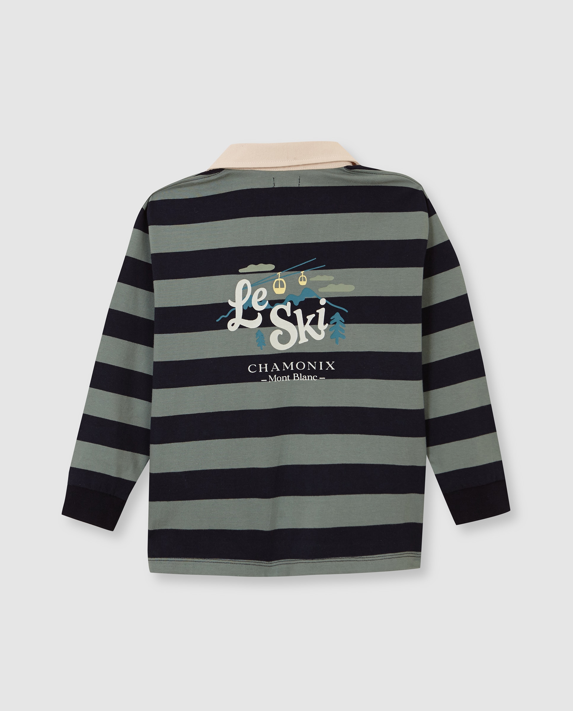 Polo Infantil Às Riscas com Print Gocco Verde-claro-2