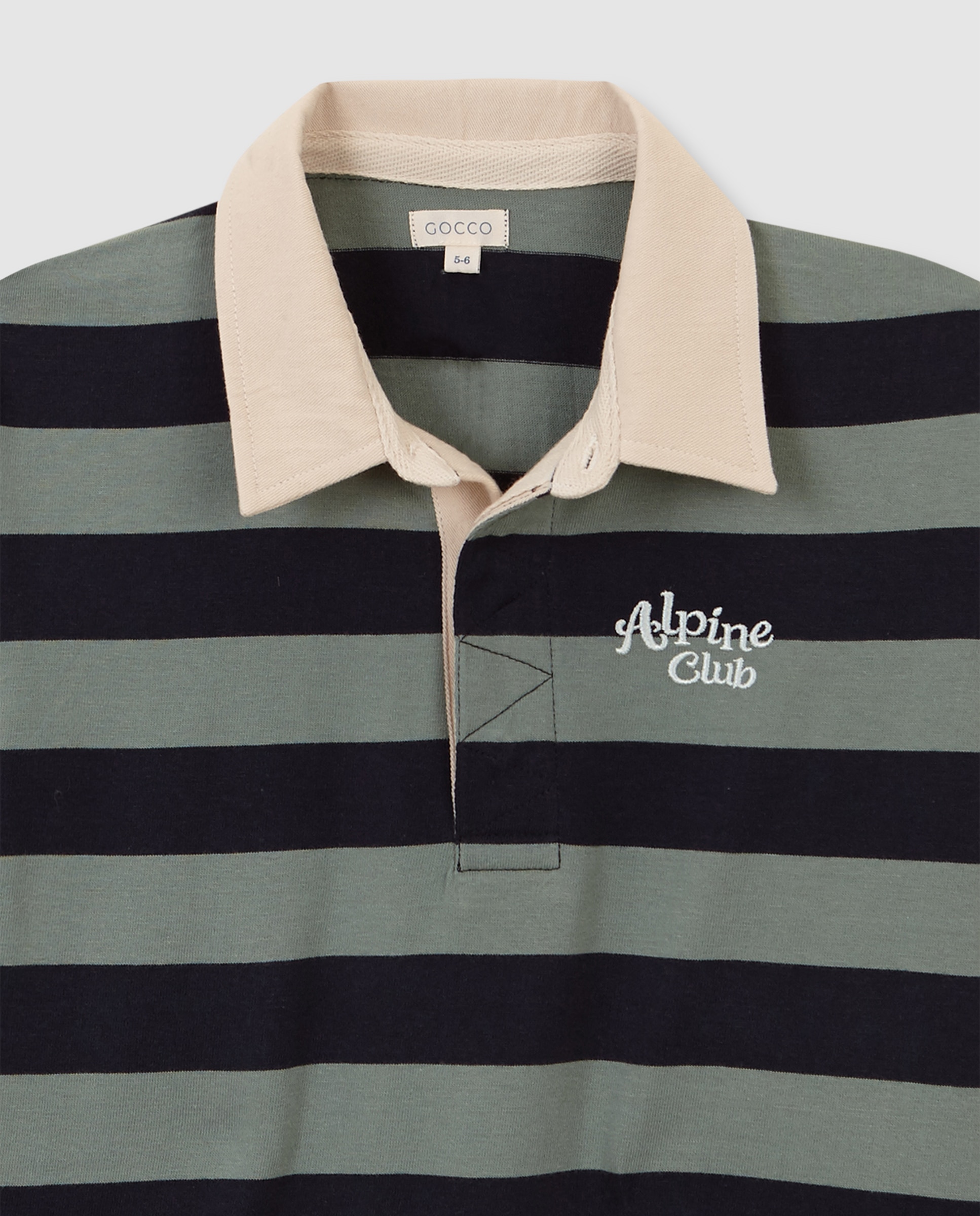 Polo Infantil Às Riscas com Print Gocco Verde-claro-3