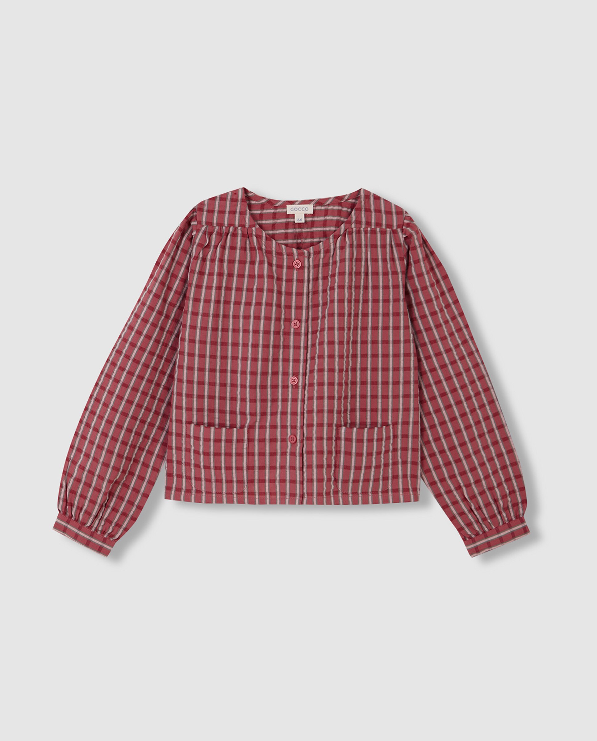 Camisa Aos Quadrados com Bordados Bege-3