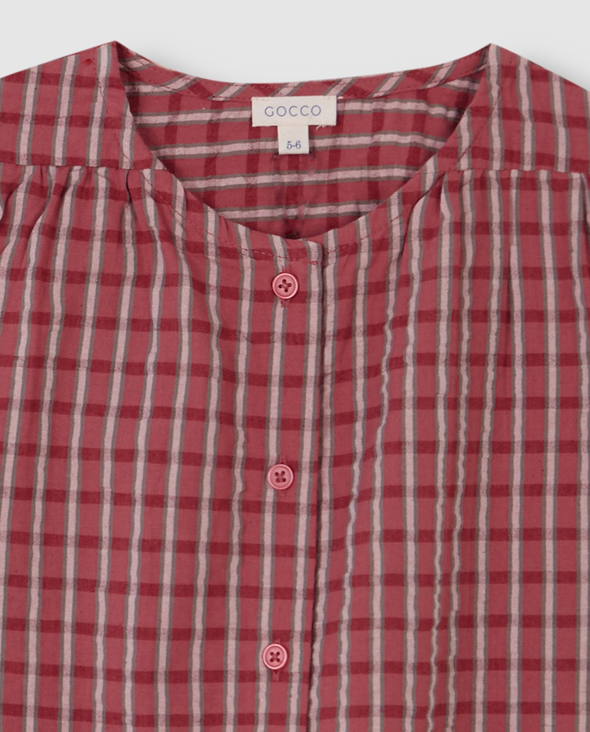 Camisa Aos Quadrados com Bordados Bege-5