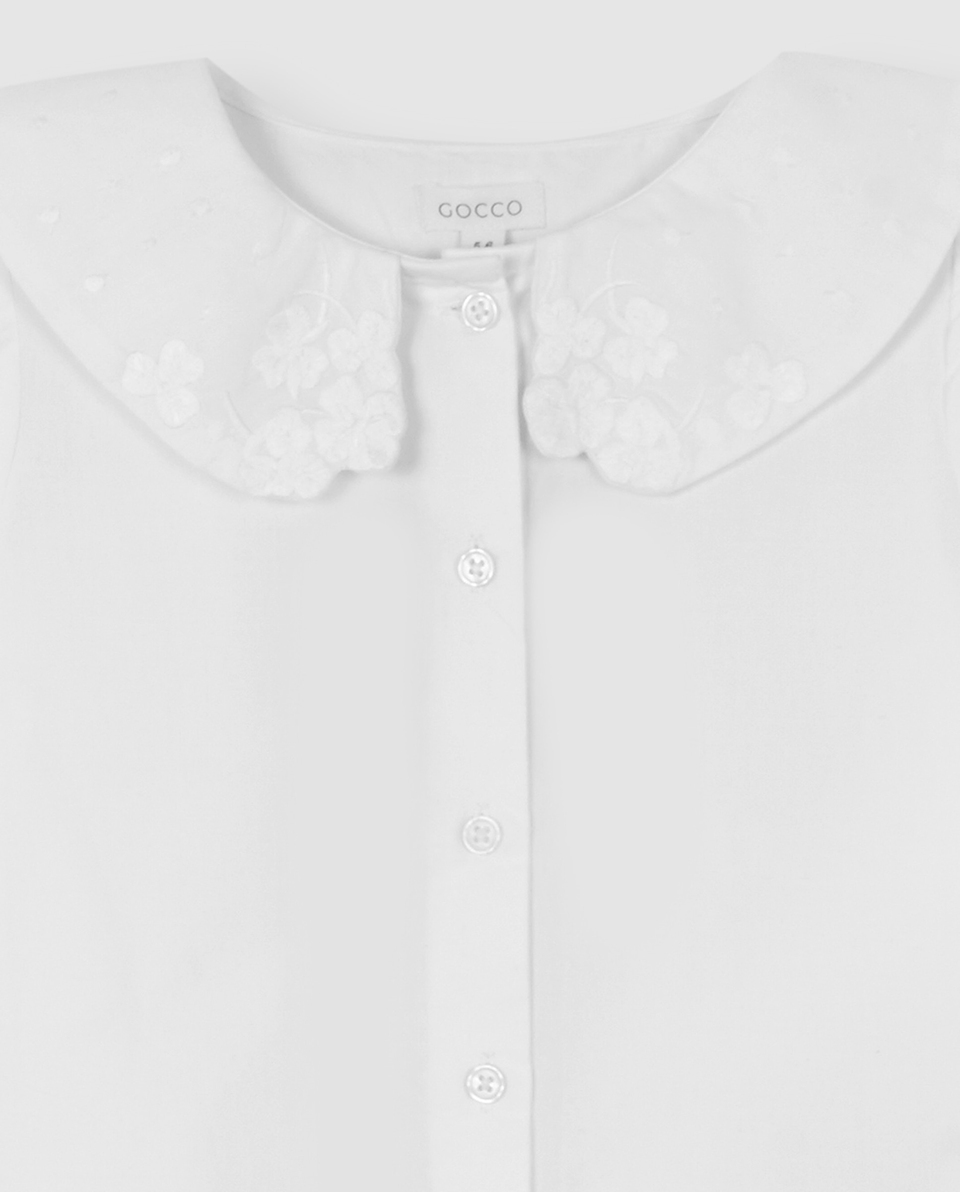 Blusa Infantil com Gola Bordada Branco-5