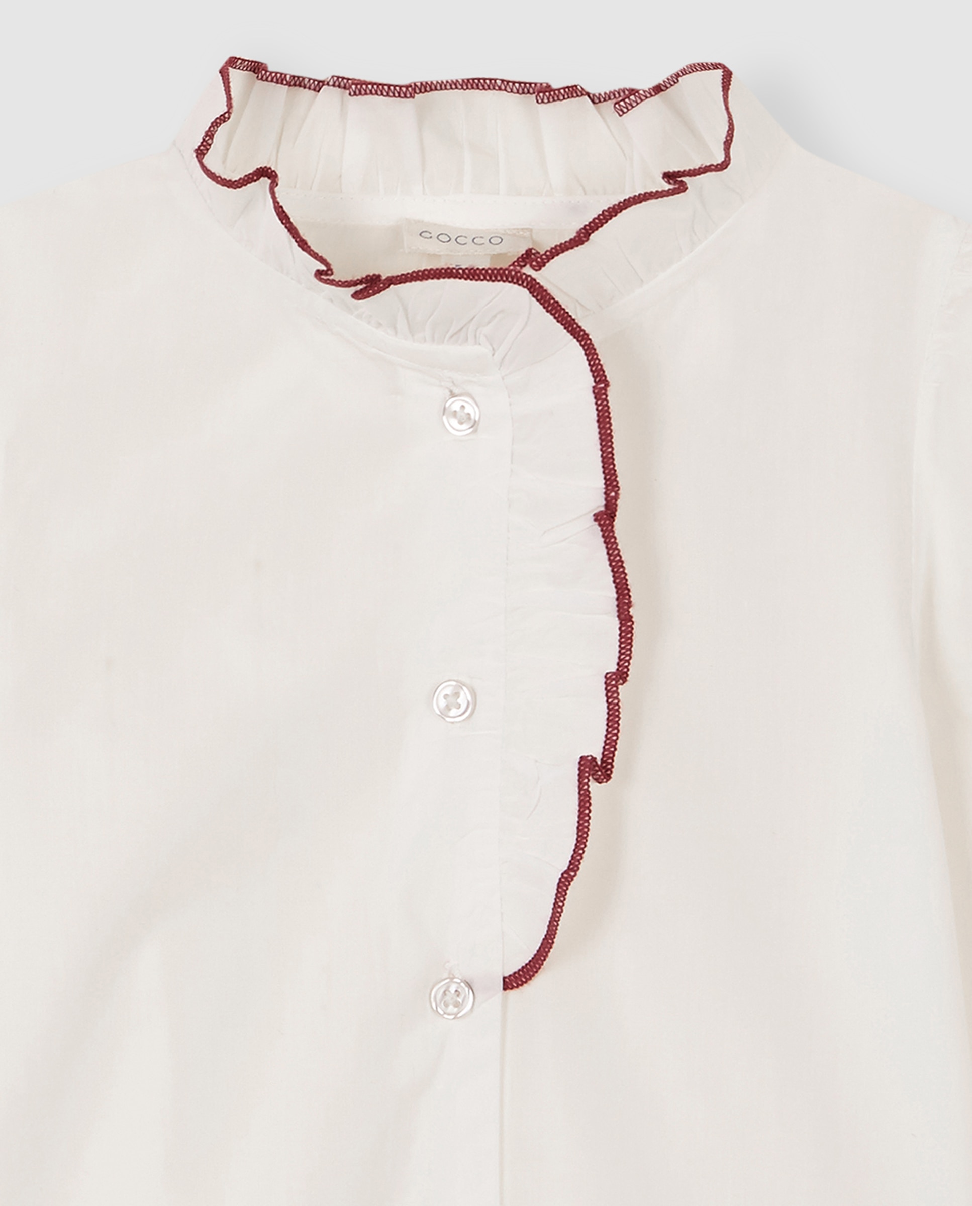Camisa Infantil com Gola Folho Branco-3