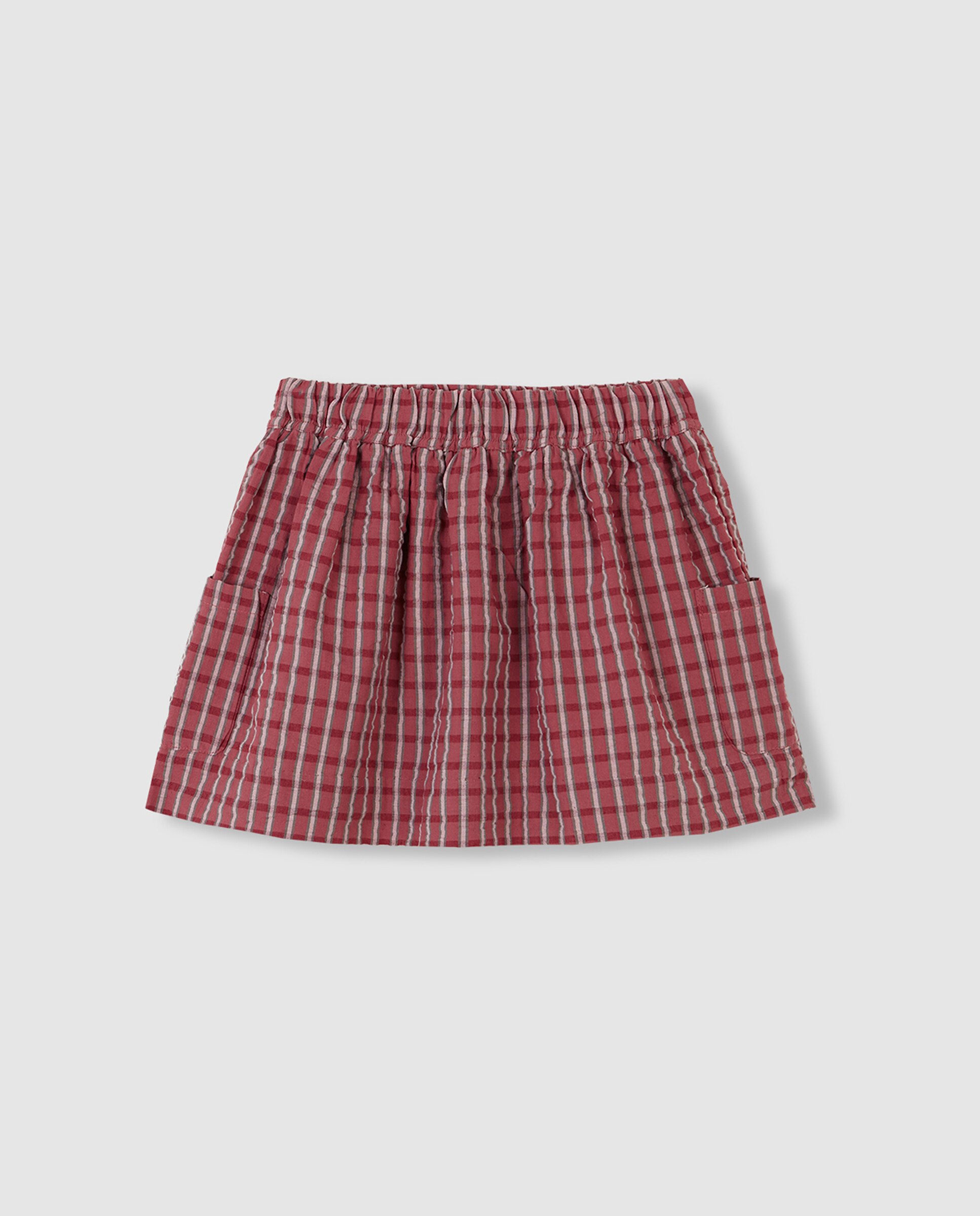 Saia Infantil Aos Quadrados com Bolsos Bege-3