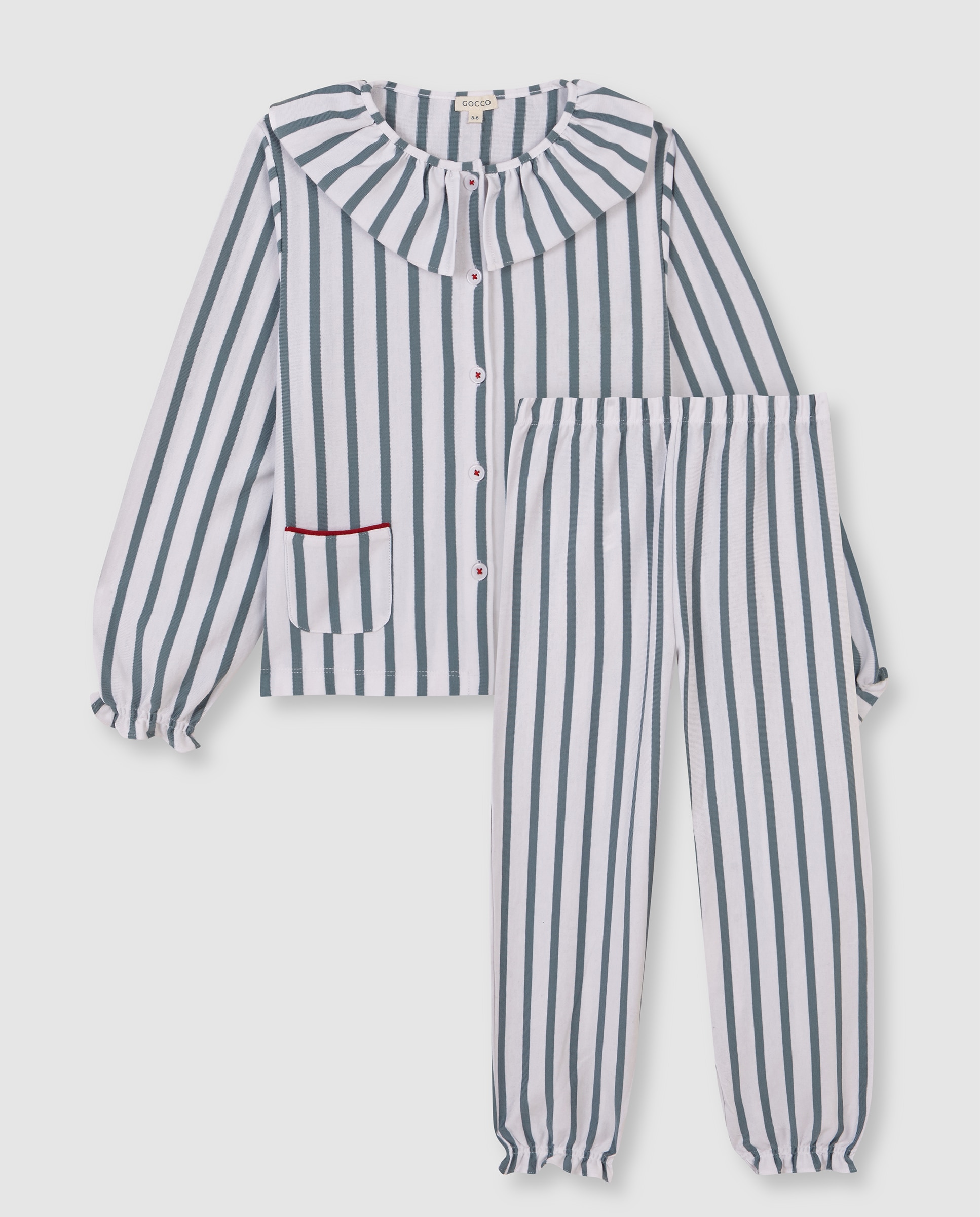 Imagem 0 de Pijama Infantil Às Riscas com Folhos