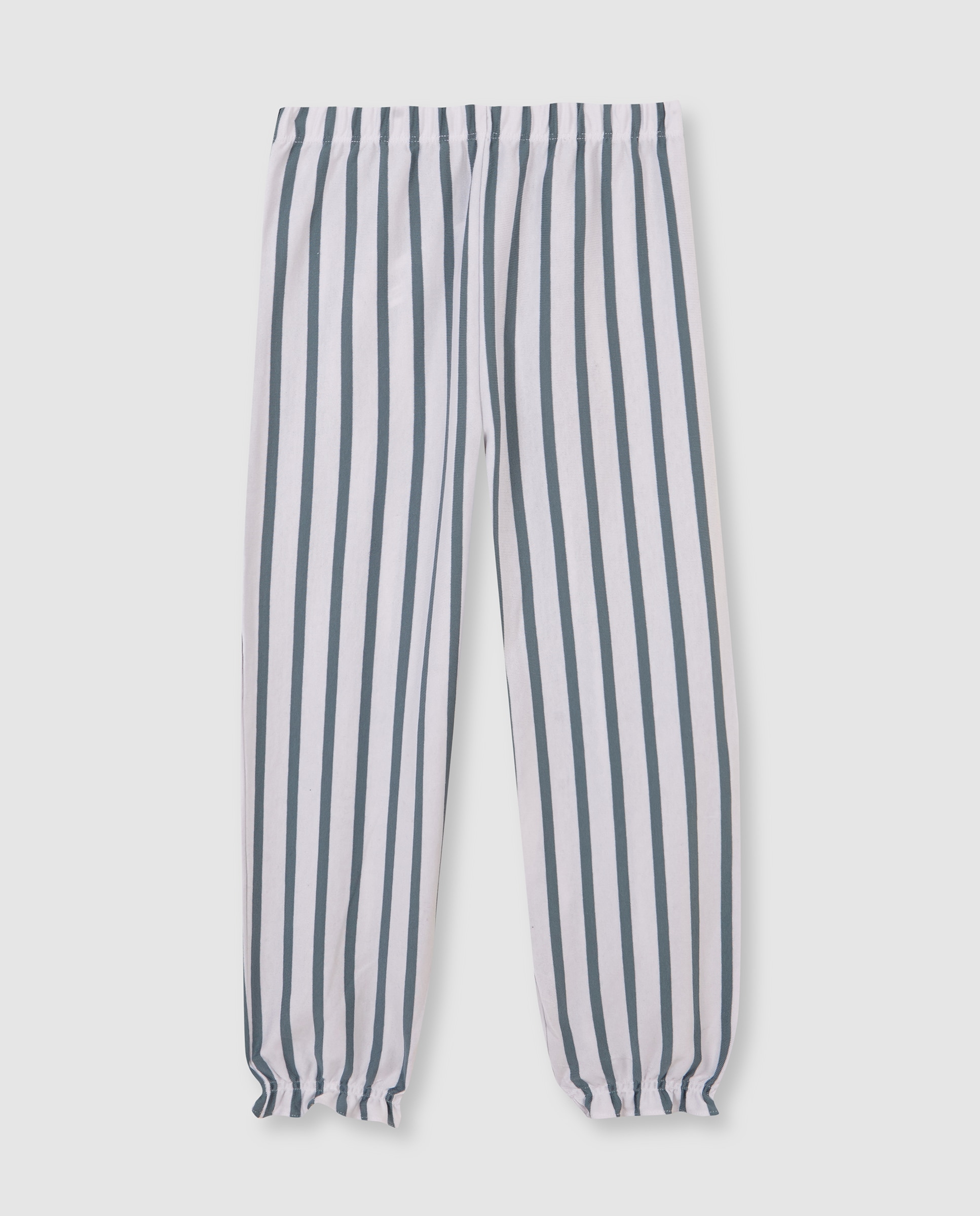 Pijama Infantil Às Riscas com Folhos Azul-3