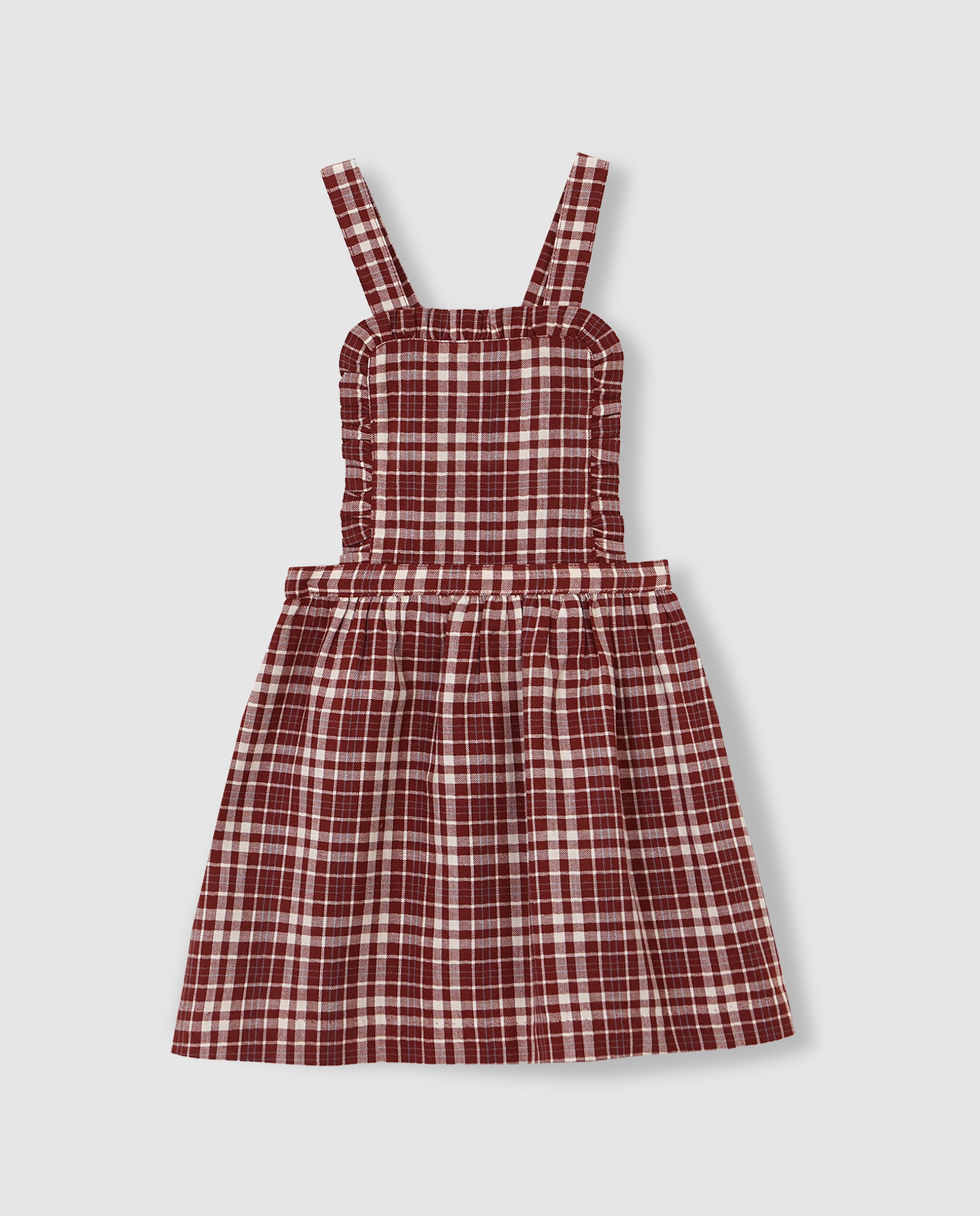 Vestido Curto Infantil Aos Quadrados com Folho Laranja-3