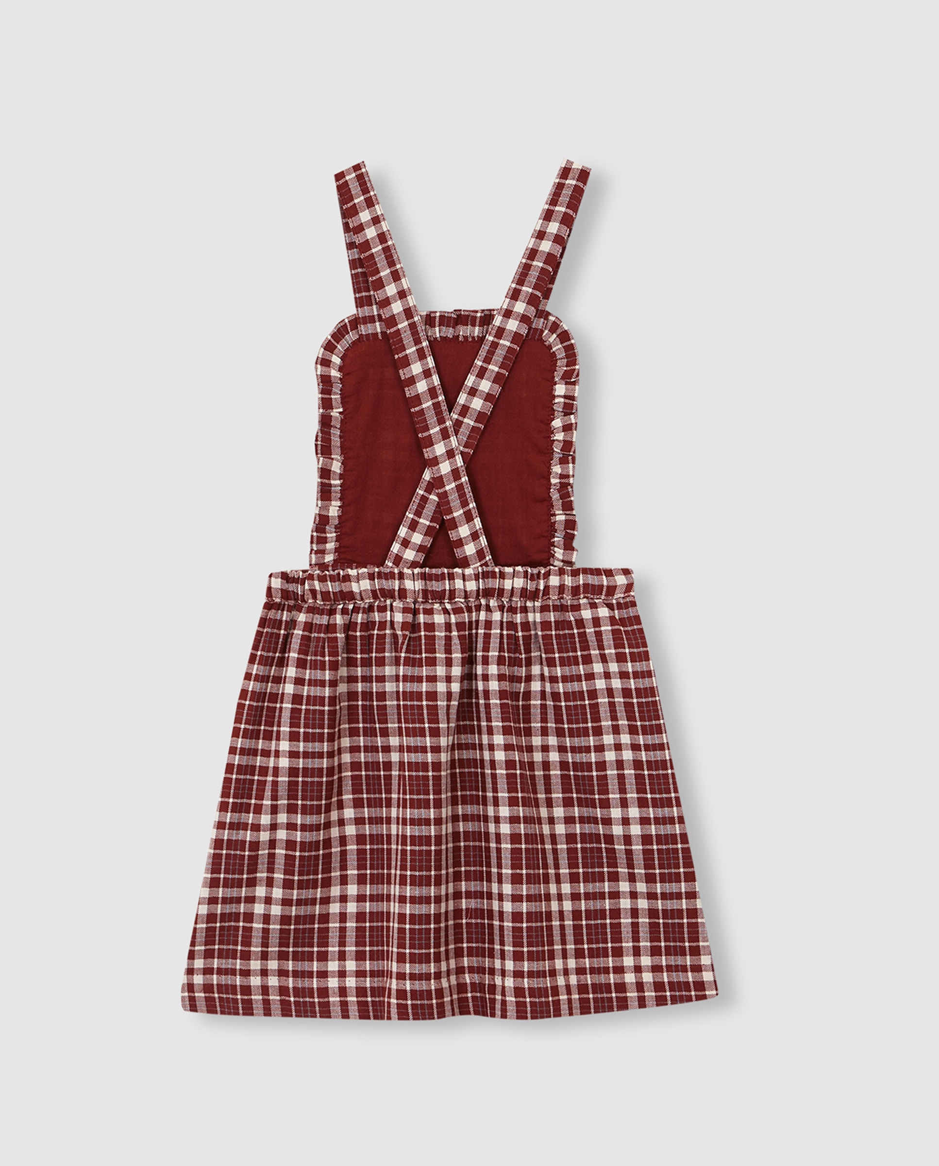 Vestido Curto Infantil Aos Quadrados com Folho Laranja-4