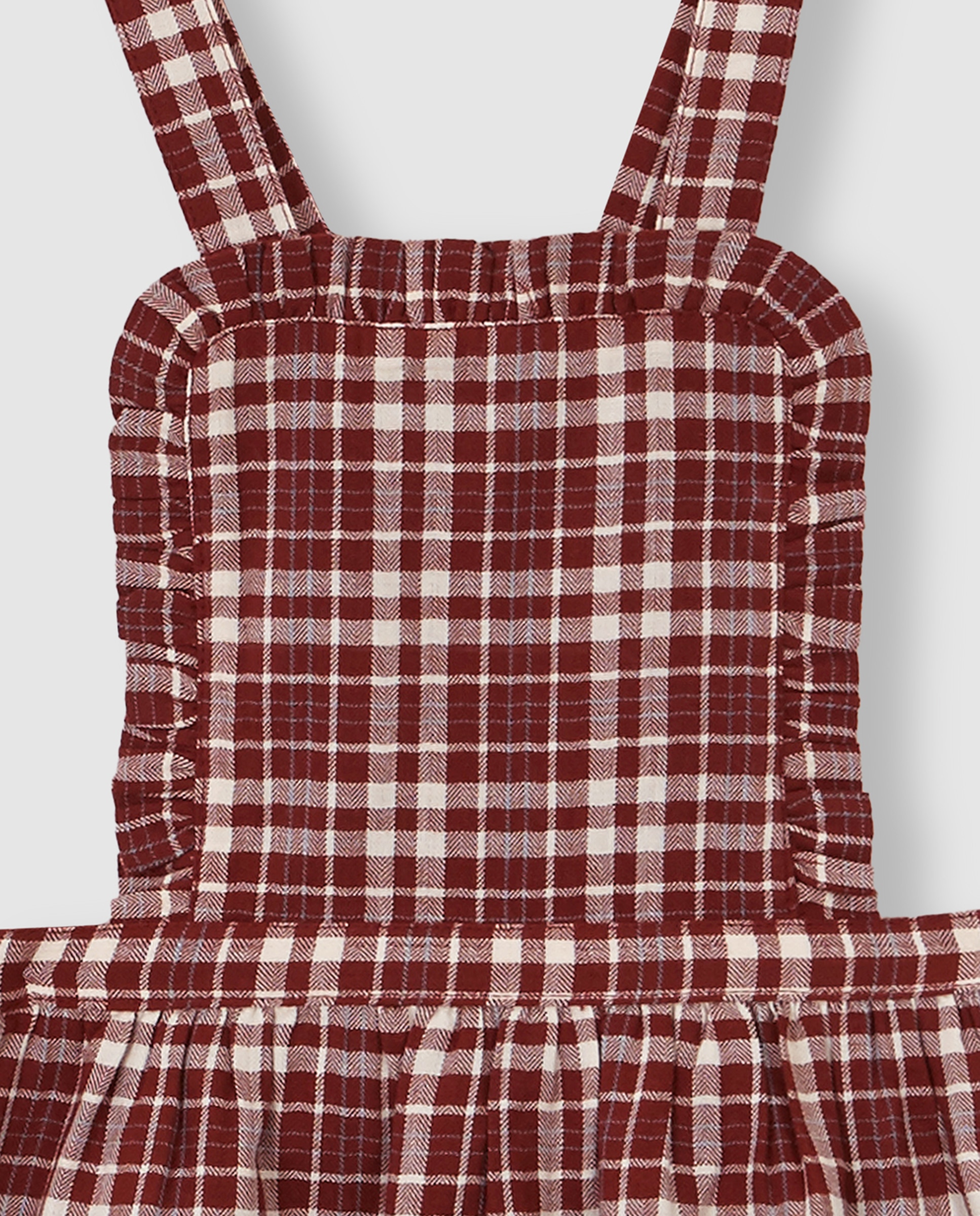 Vestido Curto Infantil Aos Quadrados com Folho Laranja-5