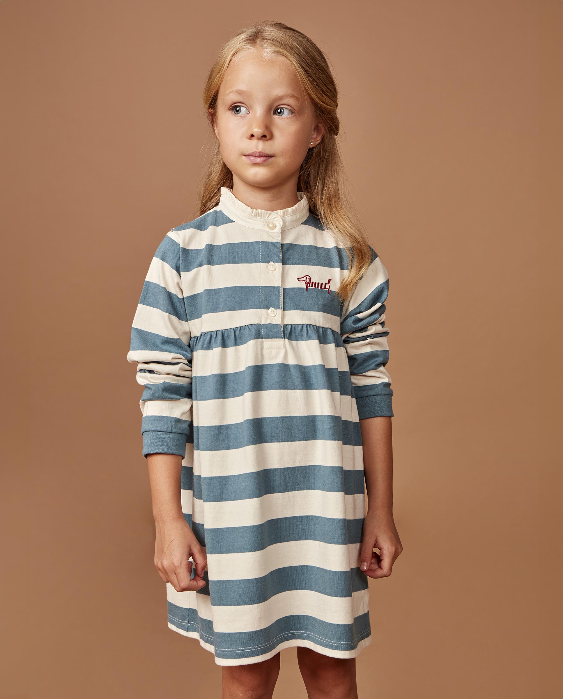 Vestido Polo Infantil com Bordado Azul-2