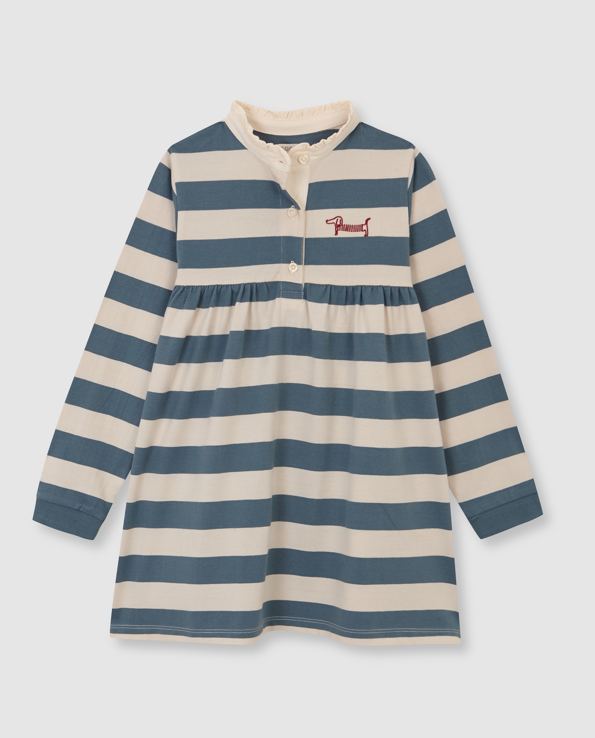 Vestido Polo Infantil com Bordado Azul-3