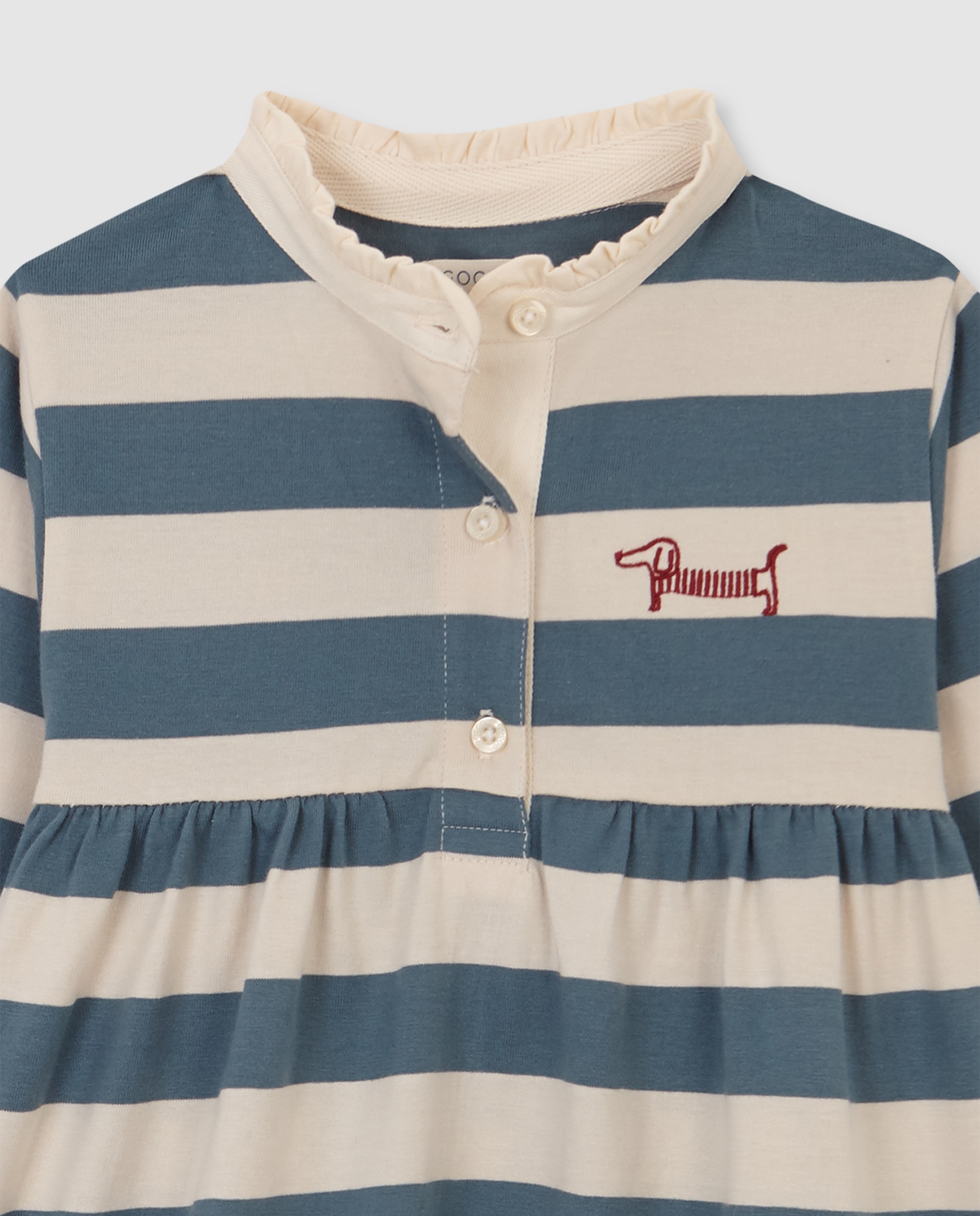 Vestido Polo Infantil com Bordado Azul-5