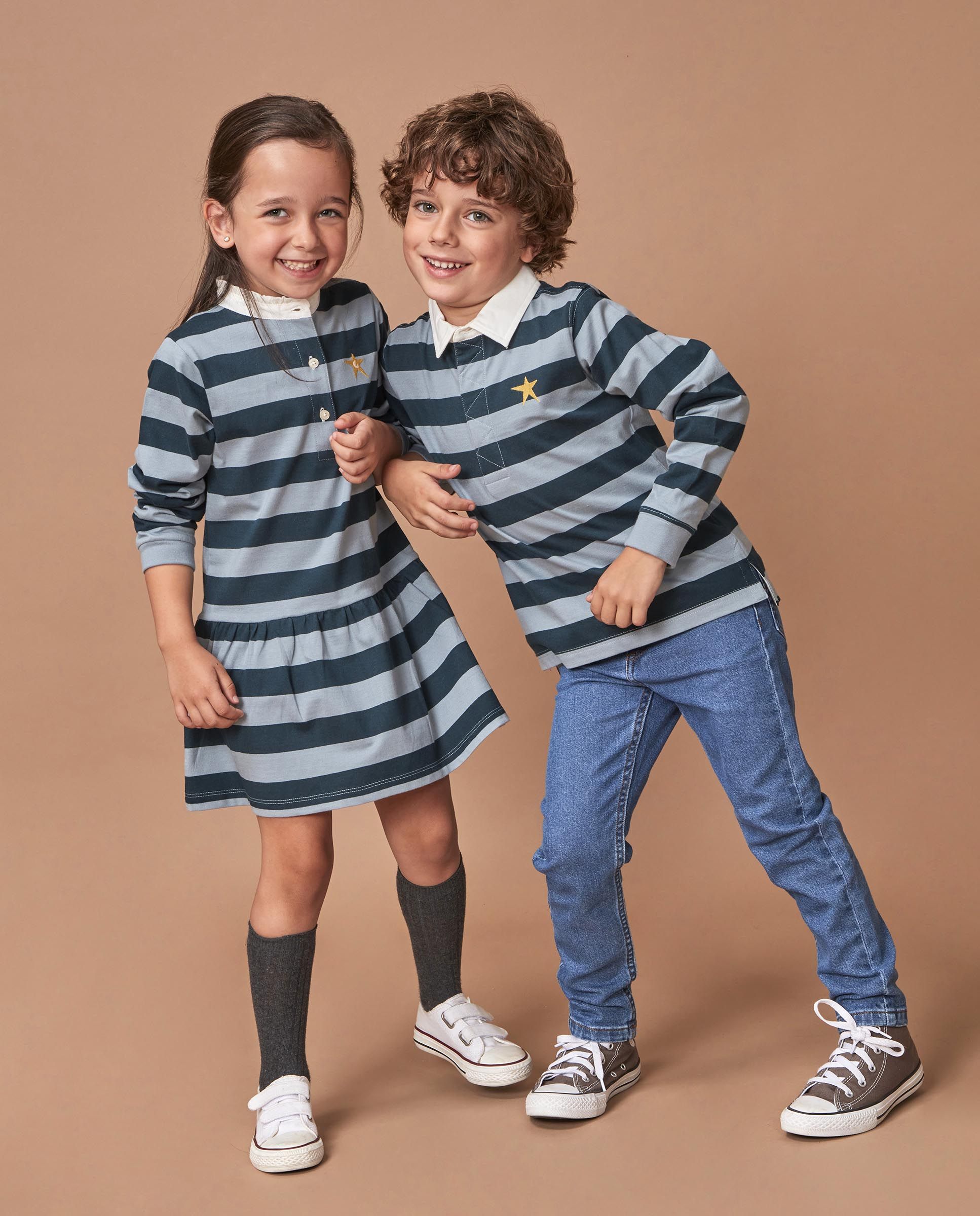 Vestido Polo Infantil com Estrela Verde-escuro-7