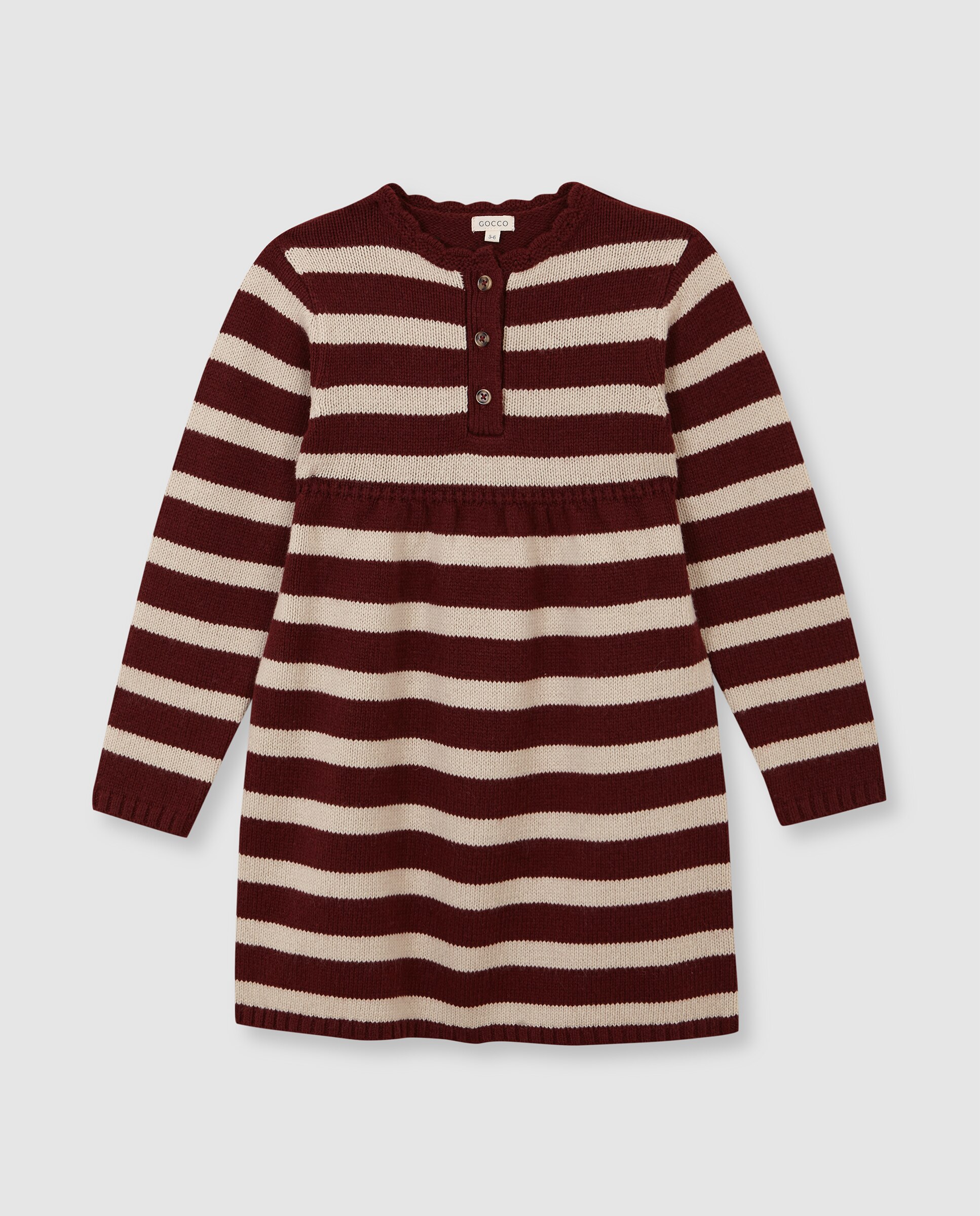 Vestido Polo Infantil de Malha Às Riscas Vermelho-3