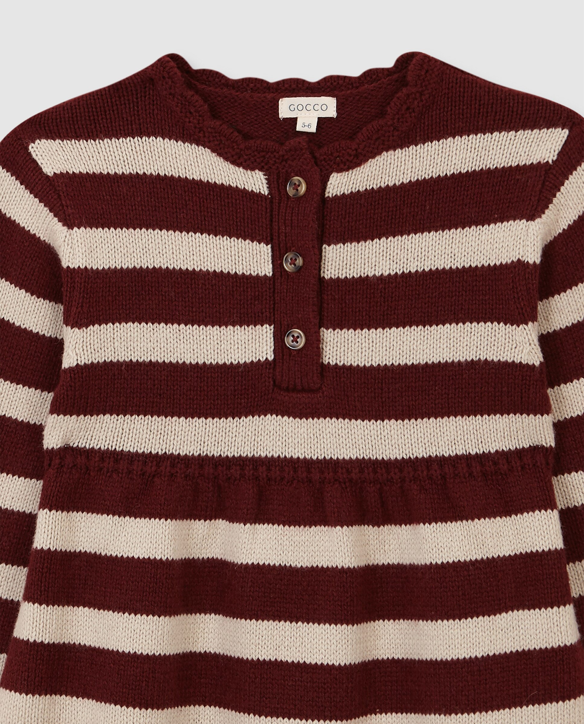 Vestido Polo Infantil de Malha Às Riscas Vermelho-5