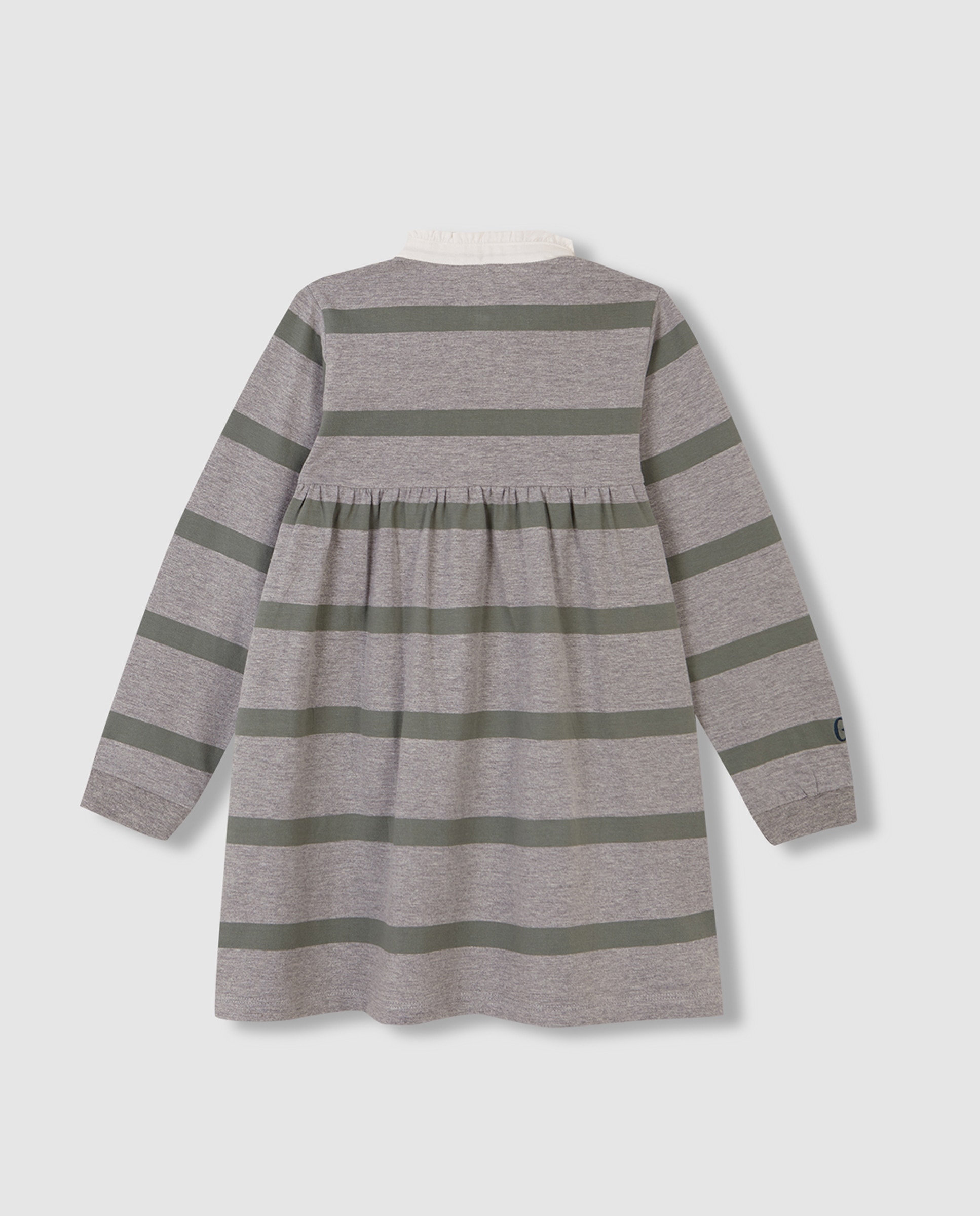 Vestido Polo Infantil Às Riscas com Bordado Cinzento-4