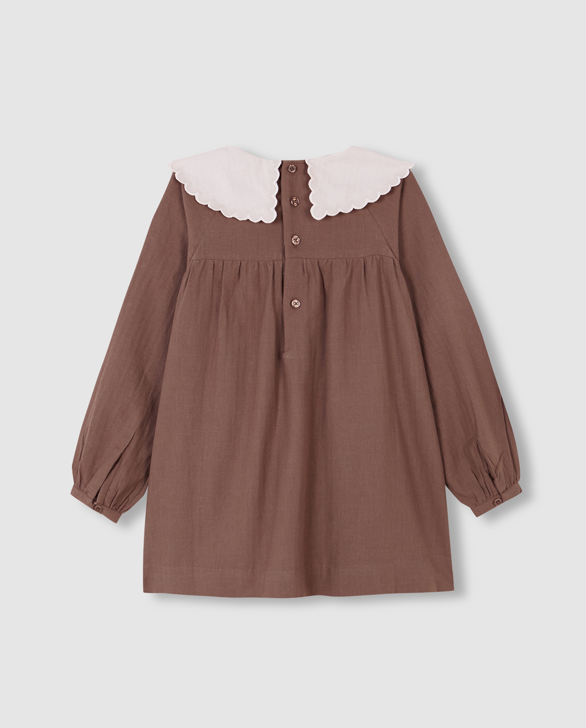 Vestido Infantil com Favo de Mel Castanho-2