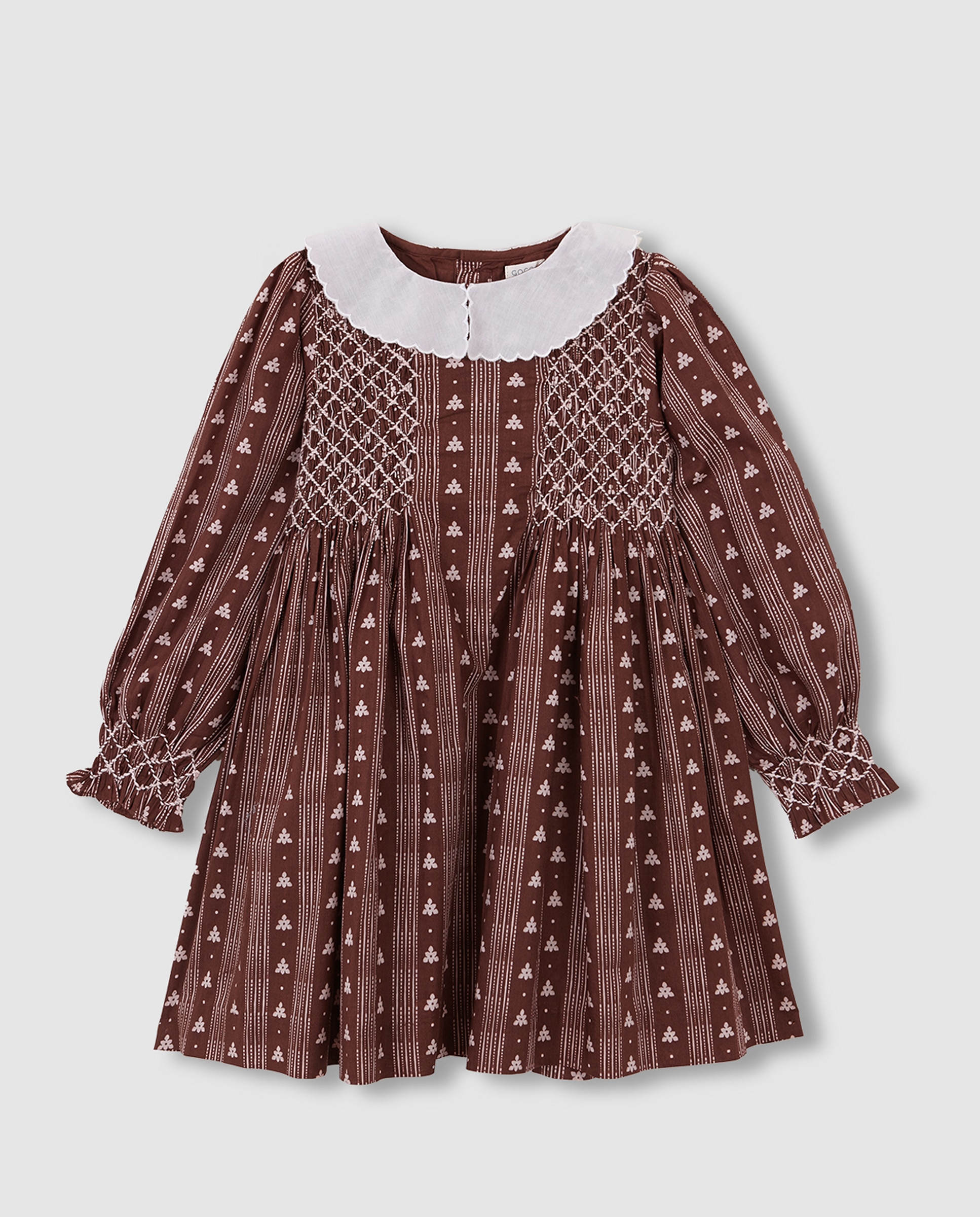 Imagem 0 de Vestido Infantil com Favo de Mel e Gola com Ondas