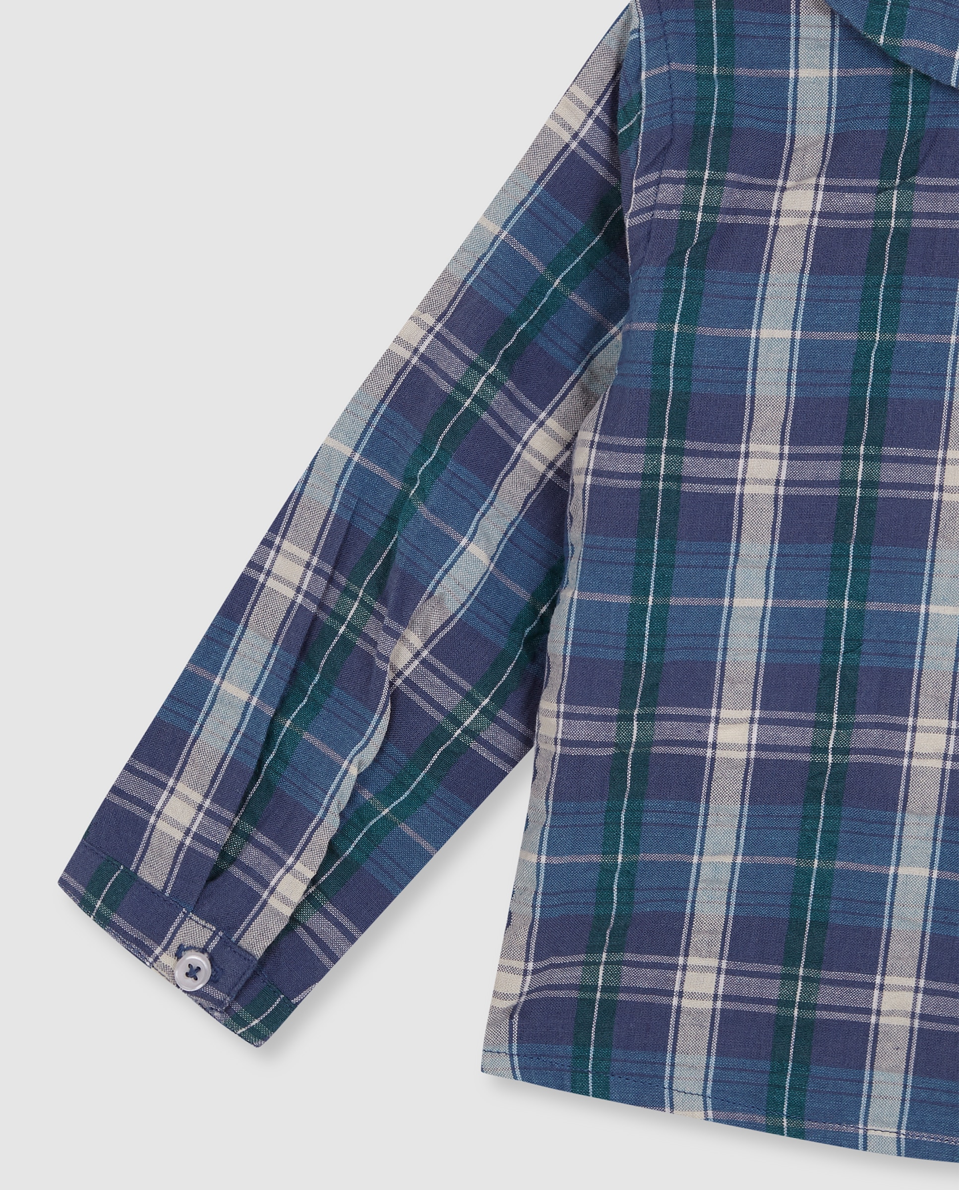 Camisa para Bebé Aos Quadrados em Seersucker Verde-escuro-4