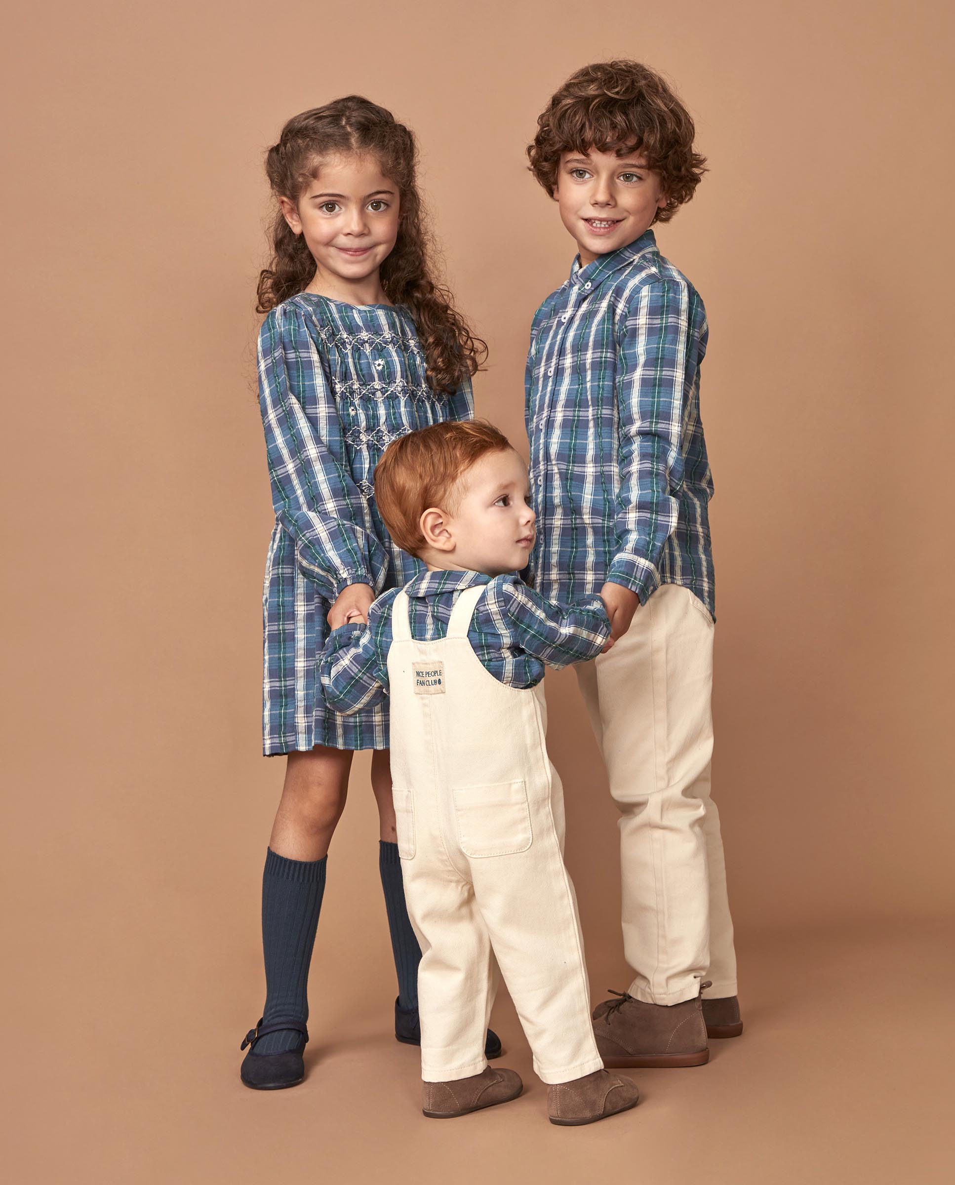 Camisa para Bebé Aos Quadrados em Seersucker Verde-escuro-5