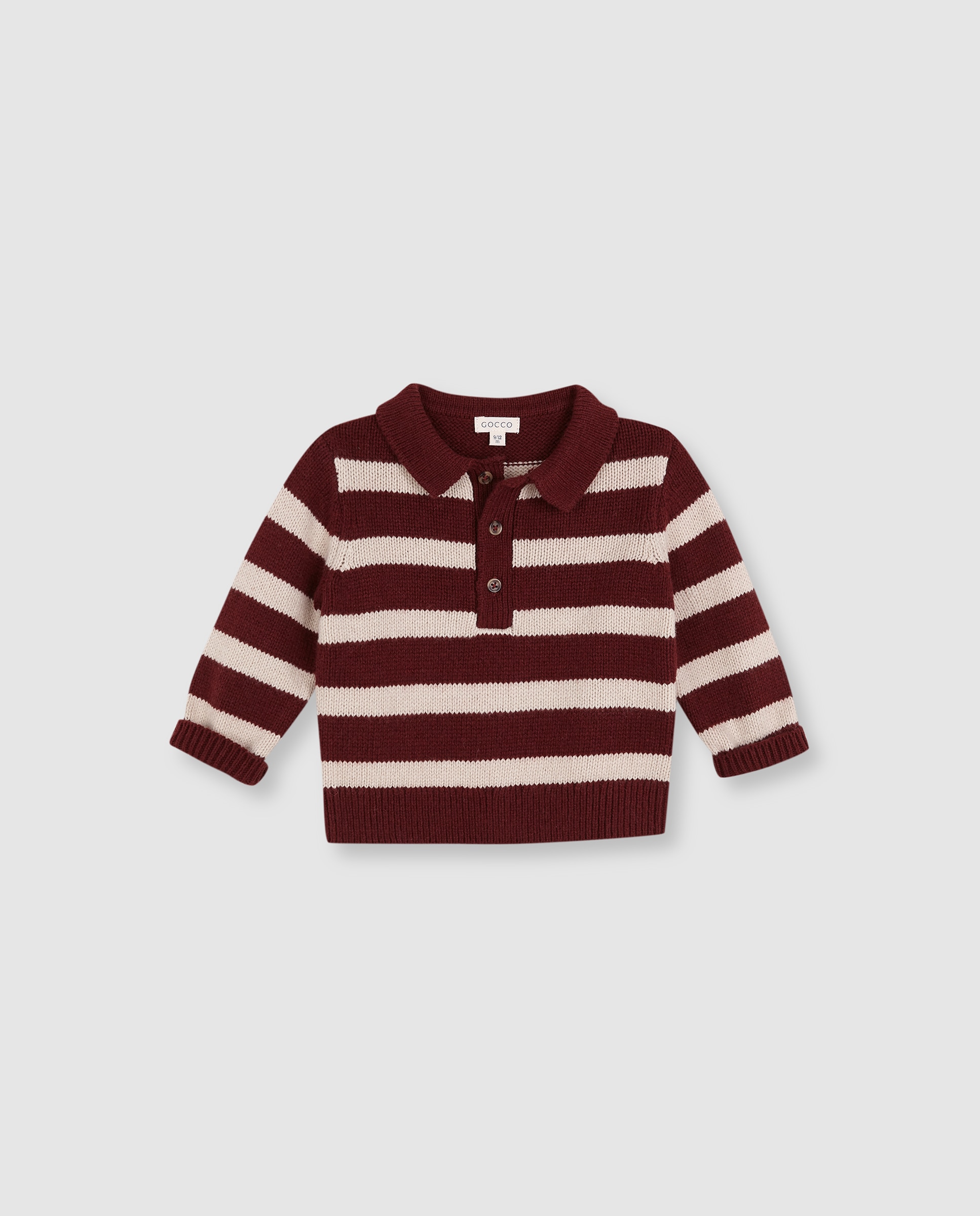 Camisola para Bebé com Gola Polo Às Riscas Vermelho-3