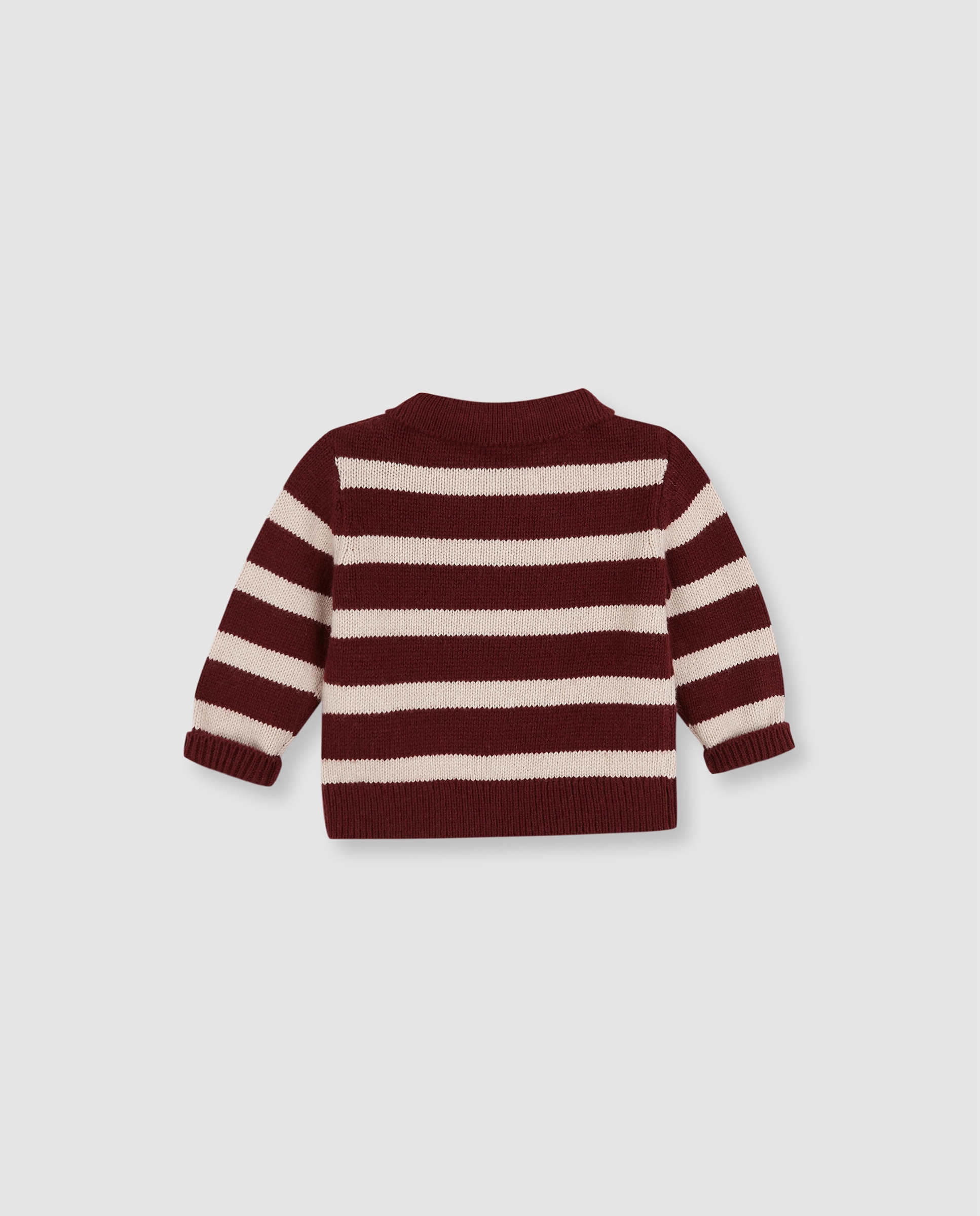 Camisola para Bebé com Gola Polo Às Riscas Vermelho-4