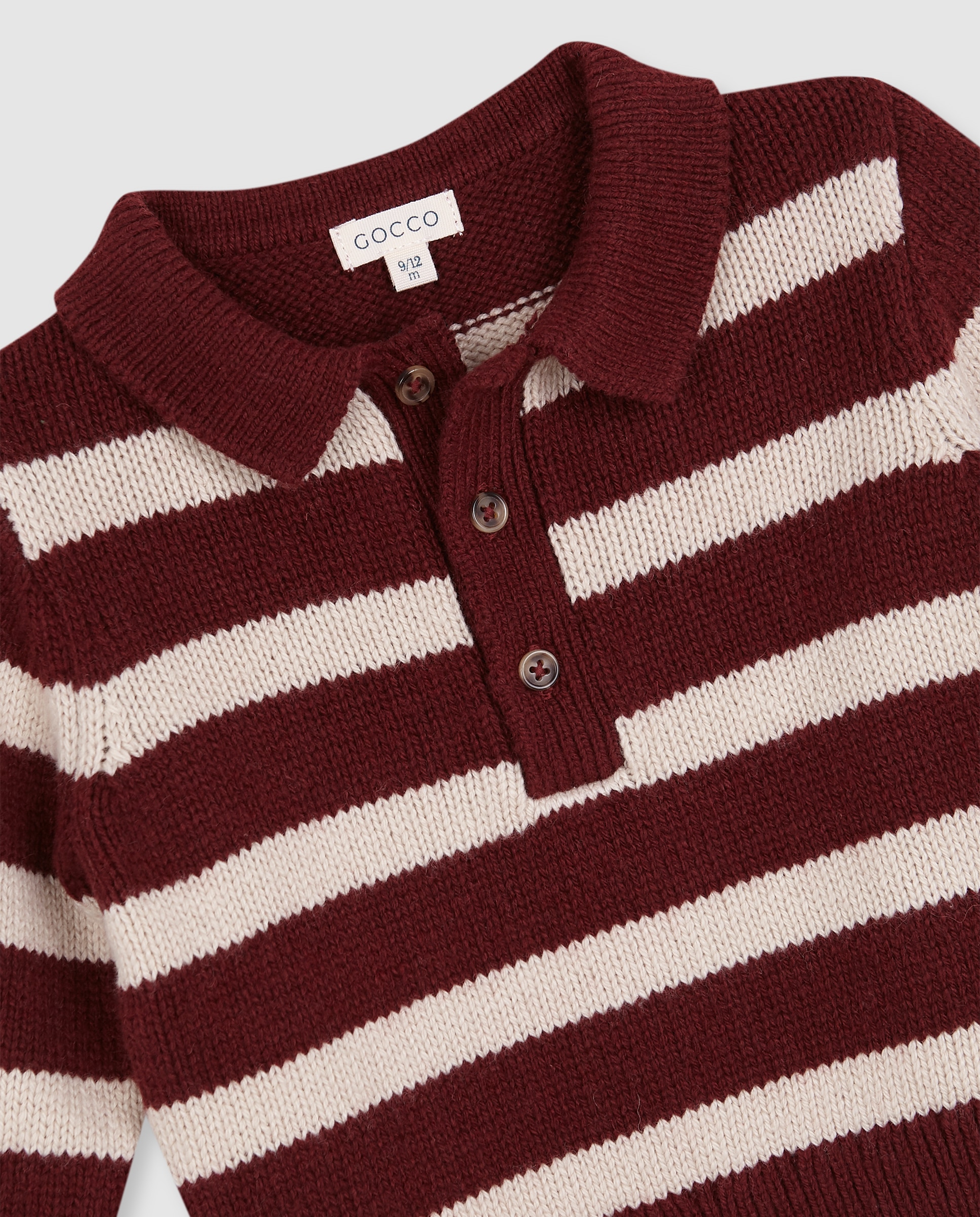 Camisola para Bebé com Gola Polo Às Riscas Vermelho-5