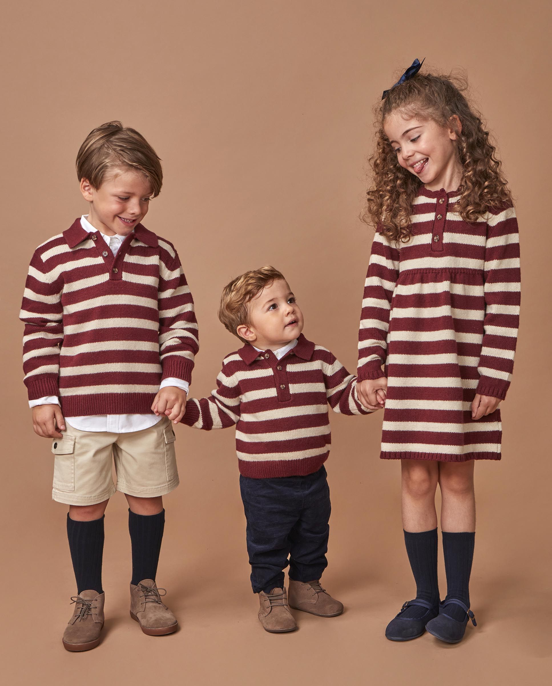 Camisola para Bebé com Gola Polo Às Riscas Vermelho-7