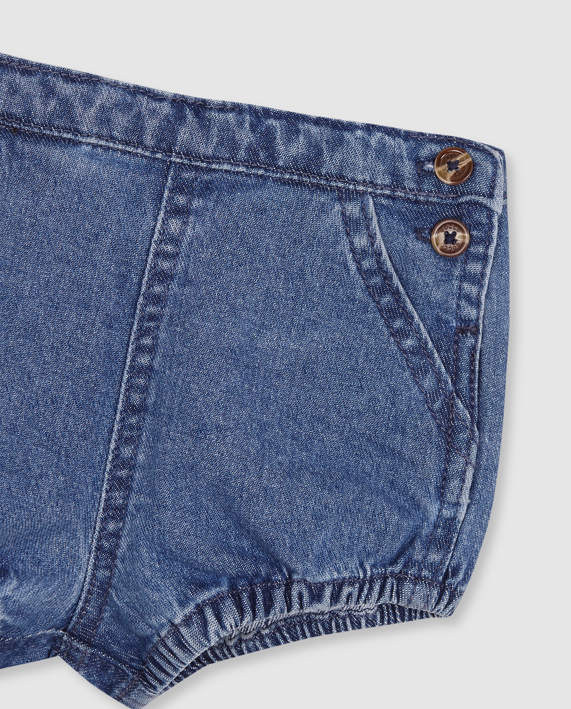 Bombacho Jeans para Bebé com Botões Azul-claro-3