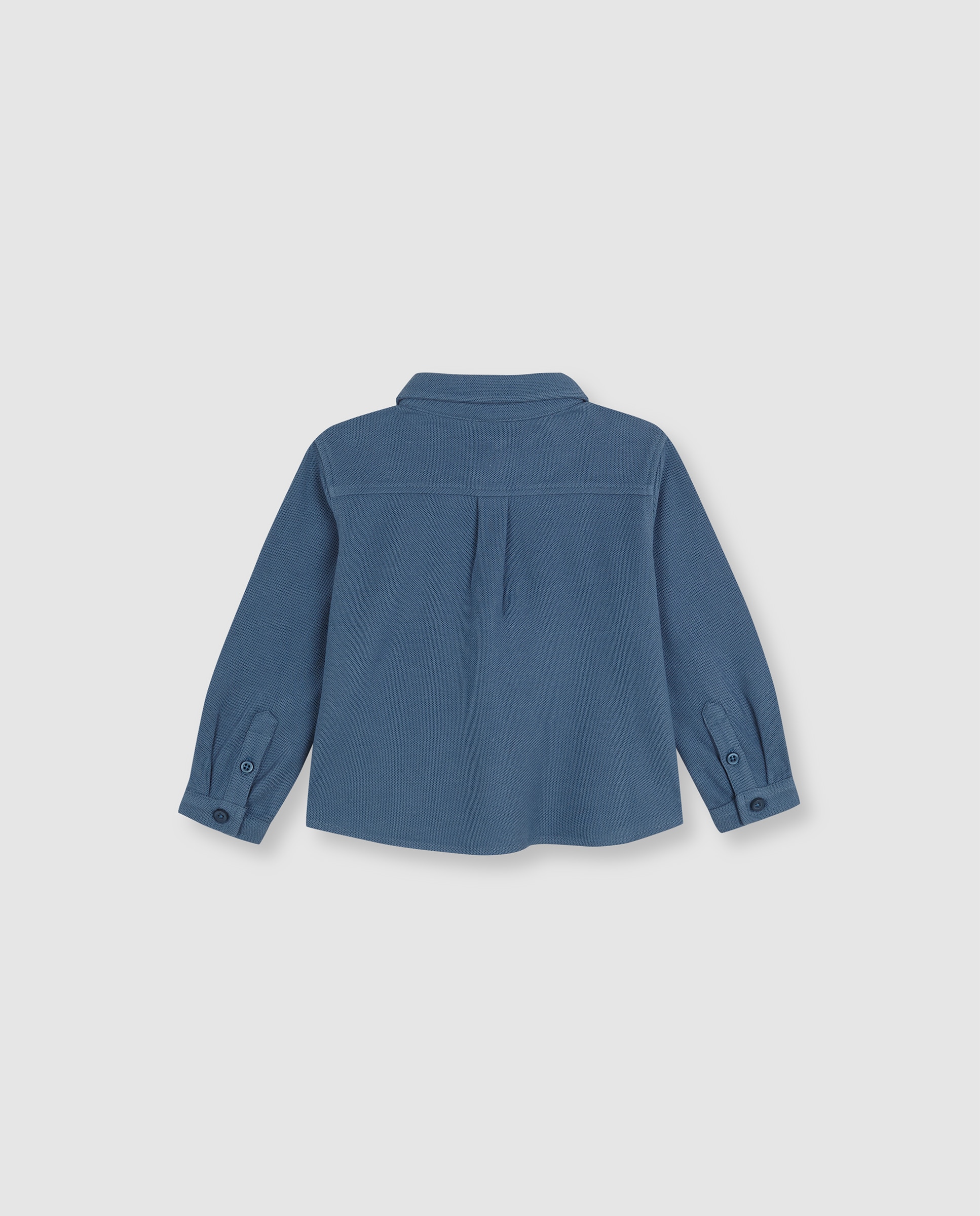Polo para Bebé de Piqué com Tapeta de Botões Azul-2