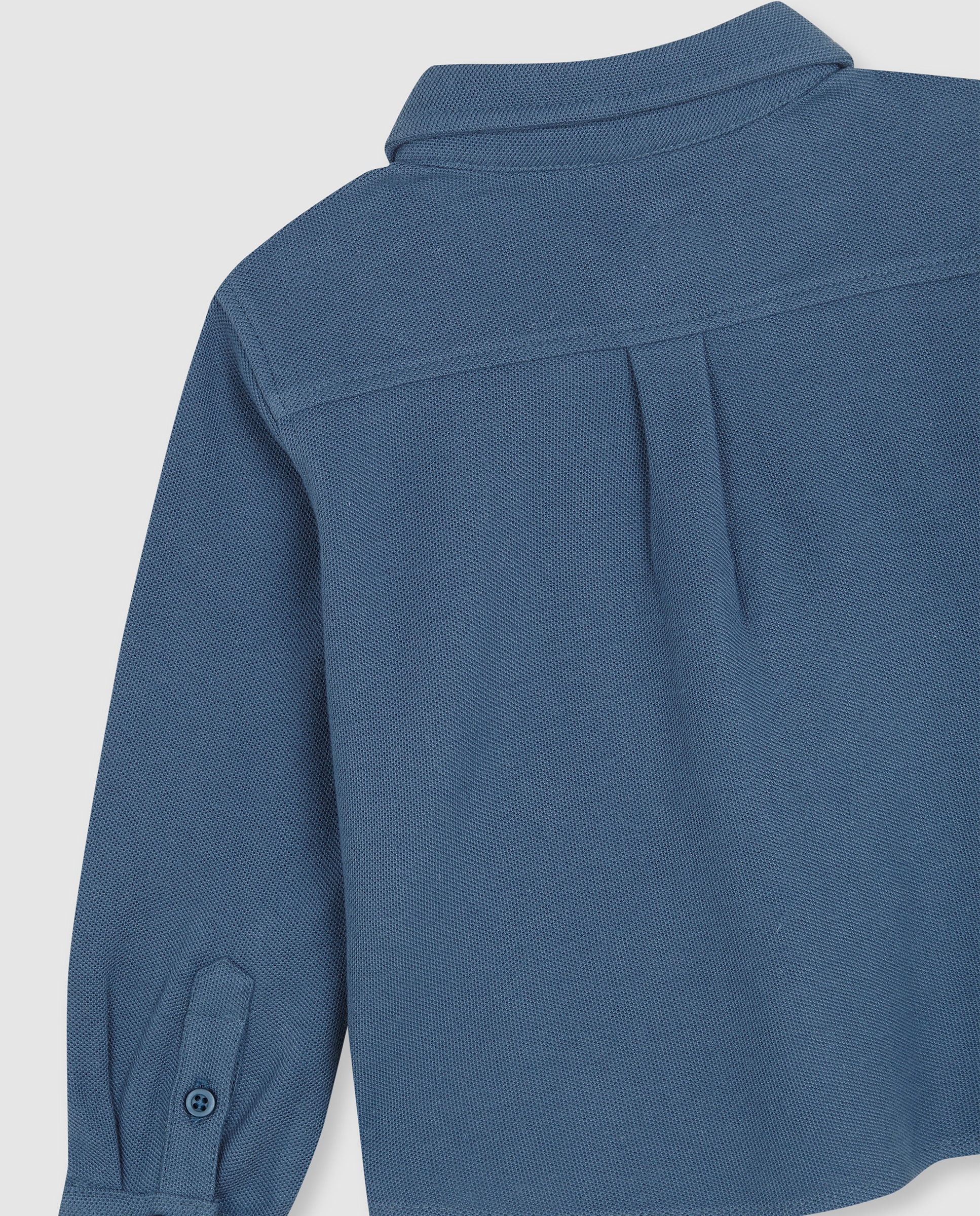 Polo para Bebé de Piqué com Tapeta de Botões Azul-4