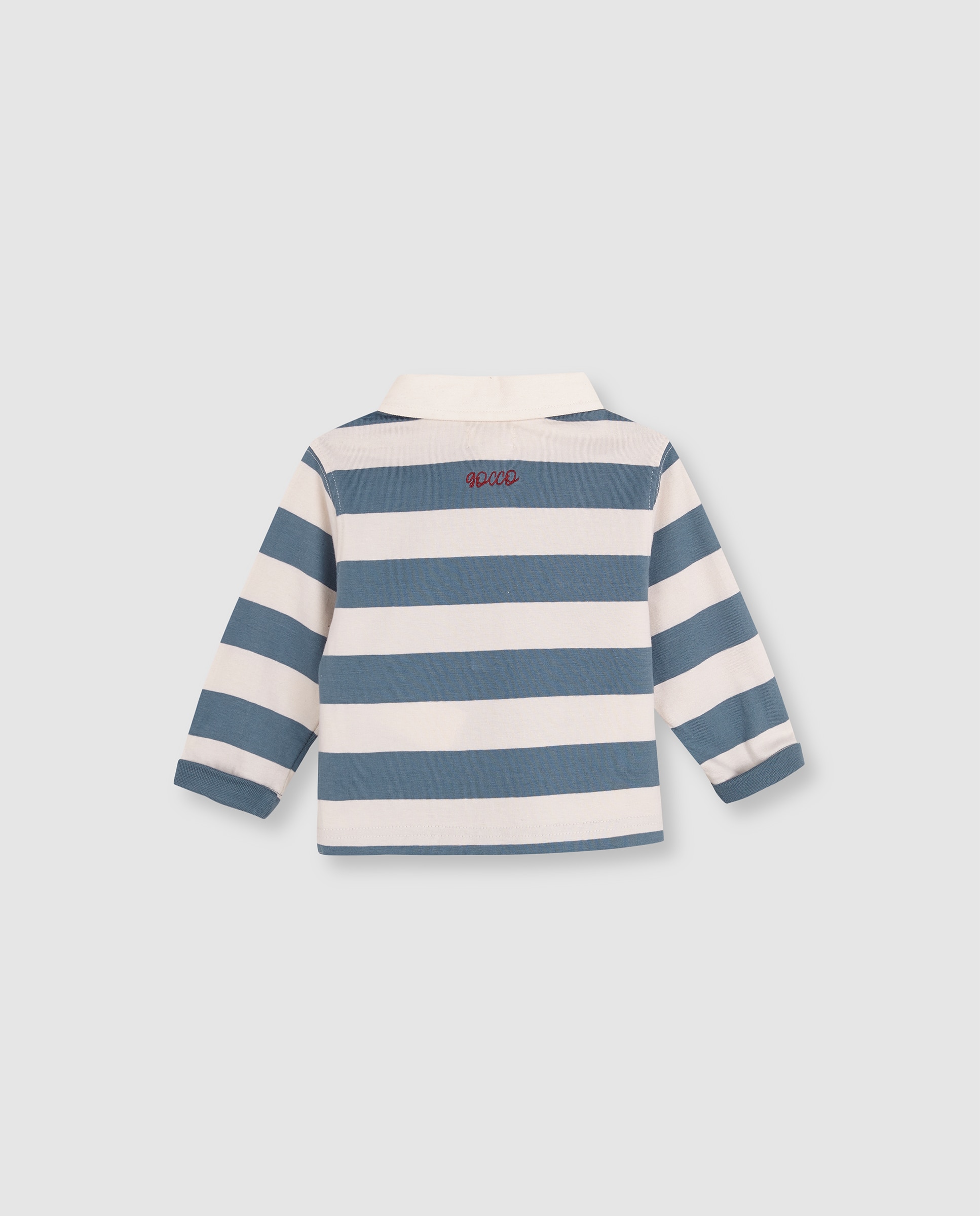 Polo para Bebé com Bordado de Cachorro Salsicha Azul-4